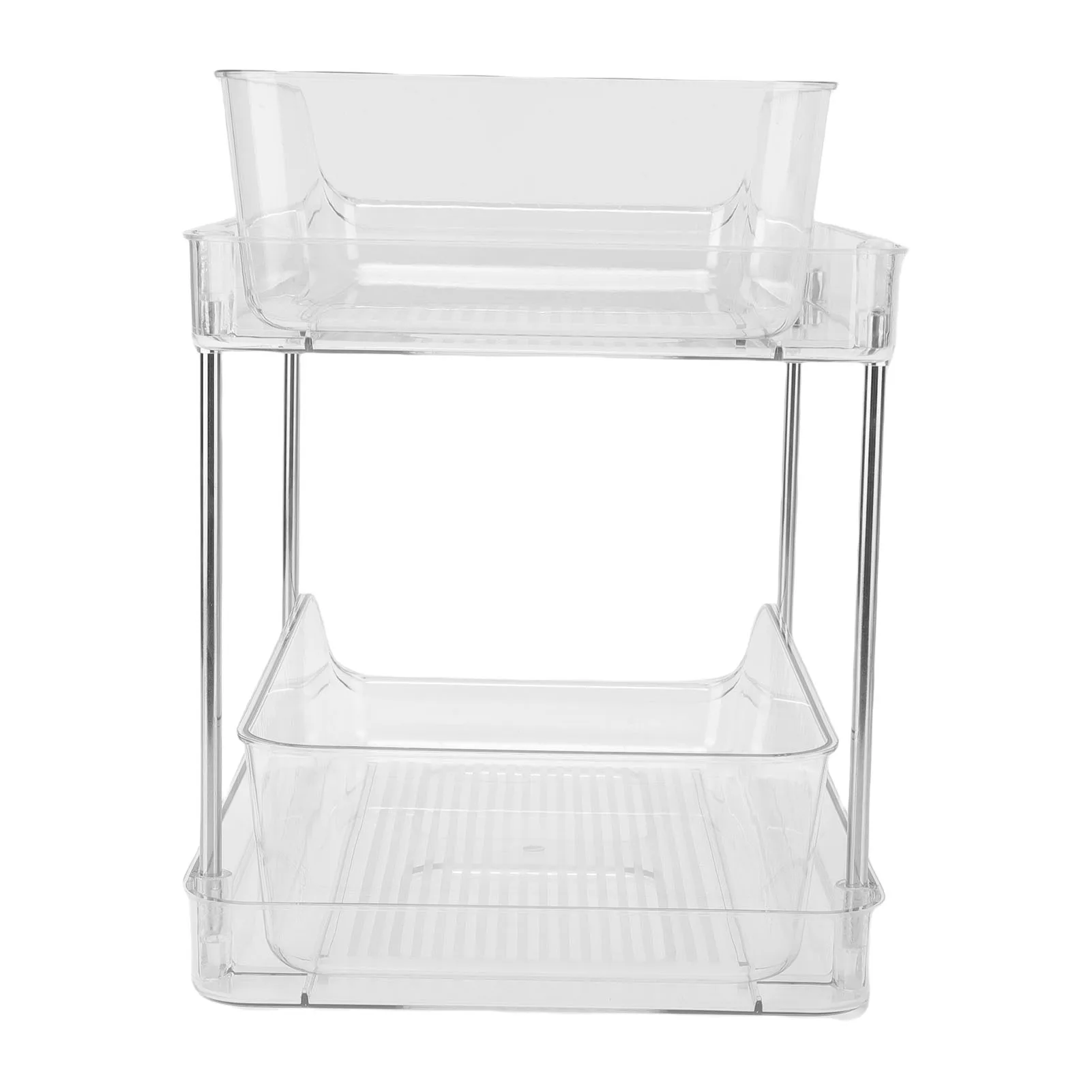 Under Sink Pull Out Organizer Rack Stackable Transparent Space Saving PET Under Sink Storage Shelf for Bathroom Kitchen