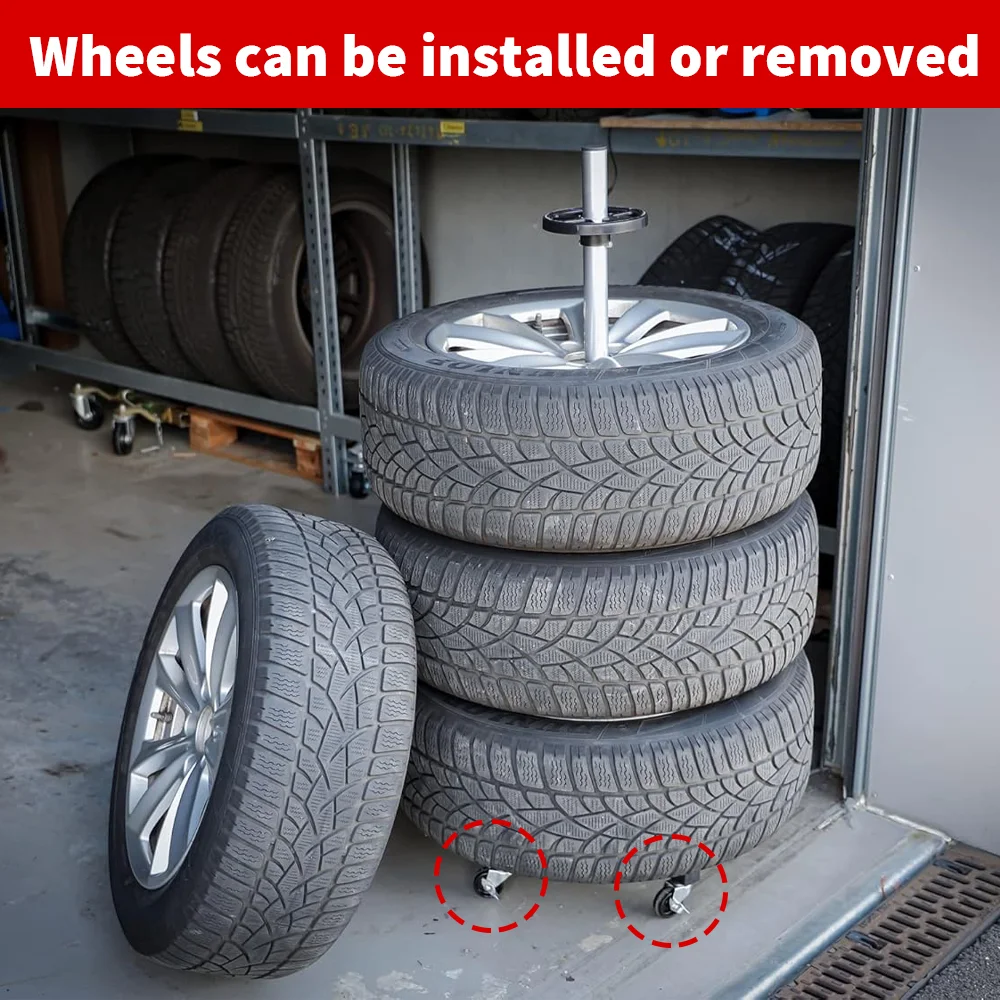 Tire Rack with Wheels Heavy-Duty Tire Tree Stand for 4 Tires with Rims 100kg Load Capacity for Garage Workshop