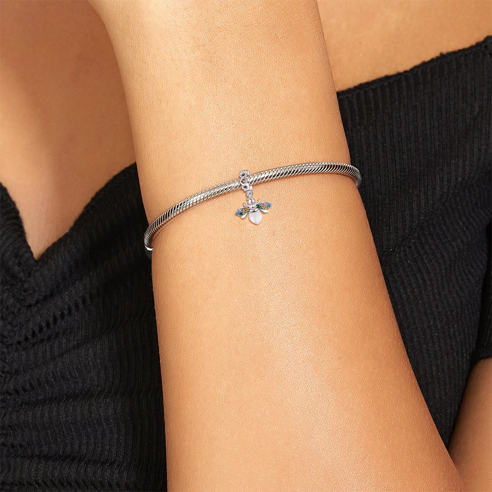 Shining Luminous Firefly Charms 925 Silver Bulb Spider Bee Fit Dangle Original Fmrose Bracelets Glow Beads Women DIY Jewelry