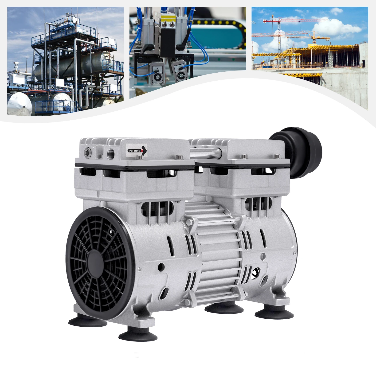 750W Aluminum Alloy Oil-Free Vacuum Pump 65-70L/min Air Flow Speed B Insulation Class for Mechanical Equipment