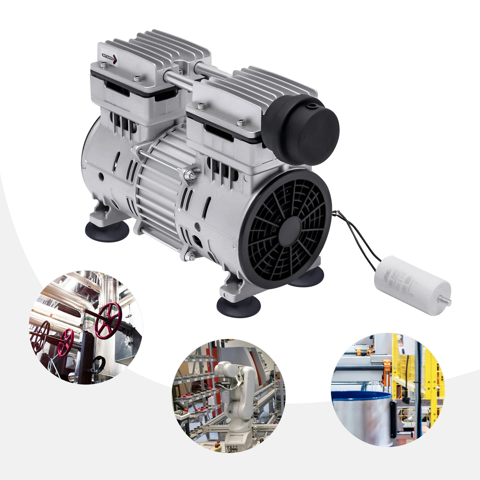 750W Aluminum Alloy Oil-Free Vacuum Pump 65-70L/min Air Flow Speed B Insulation Class for Mechanical Equipment