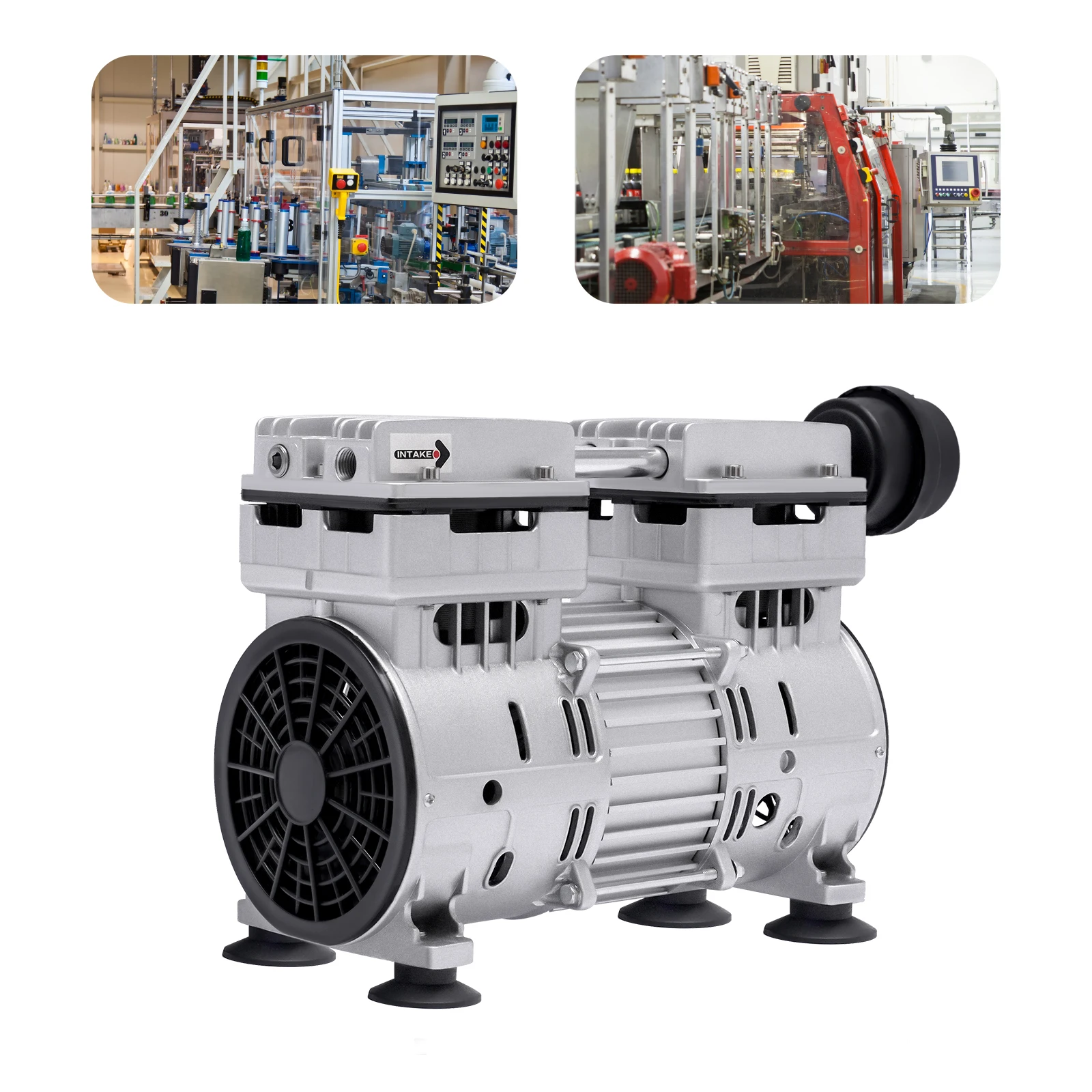 750W Aluminum Alloy Oil-Free Vacuum Pump 65-70L/min Air Flow Speed B Insulation Class for Mechanical Equipment