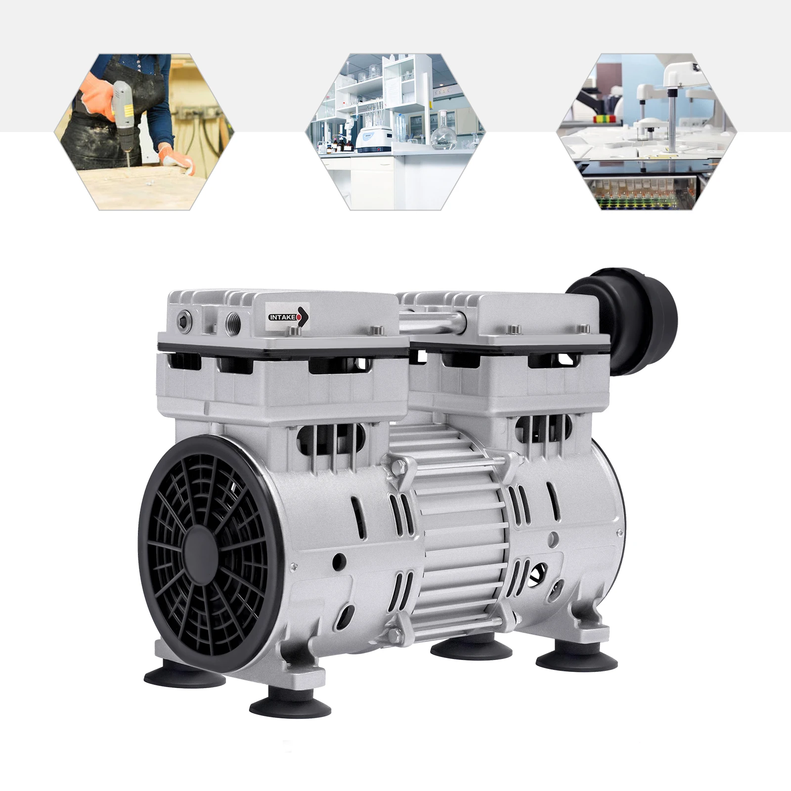 750W Aluminum Alloy Oil-Free Vacuum Pump 65-70L/min Air Flow Speed B Insulation Class for Mechanical Equipment