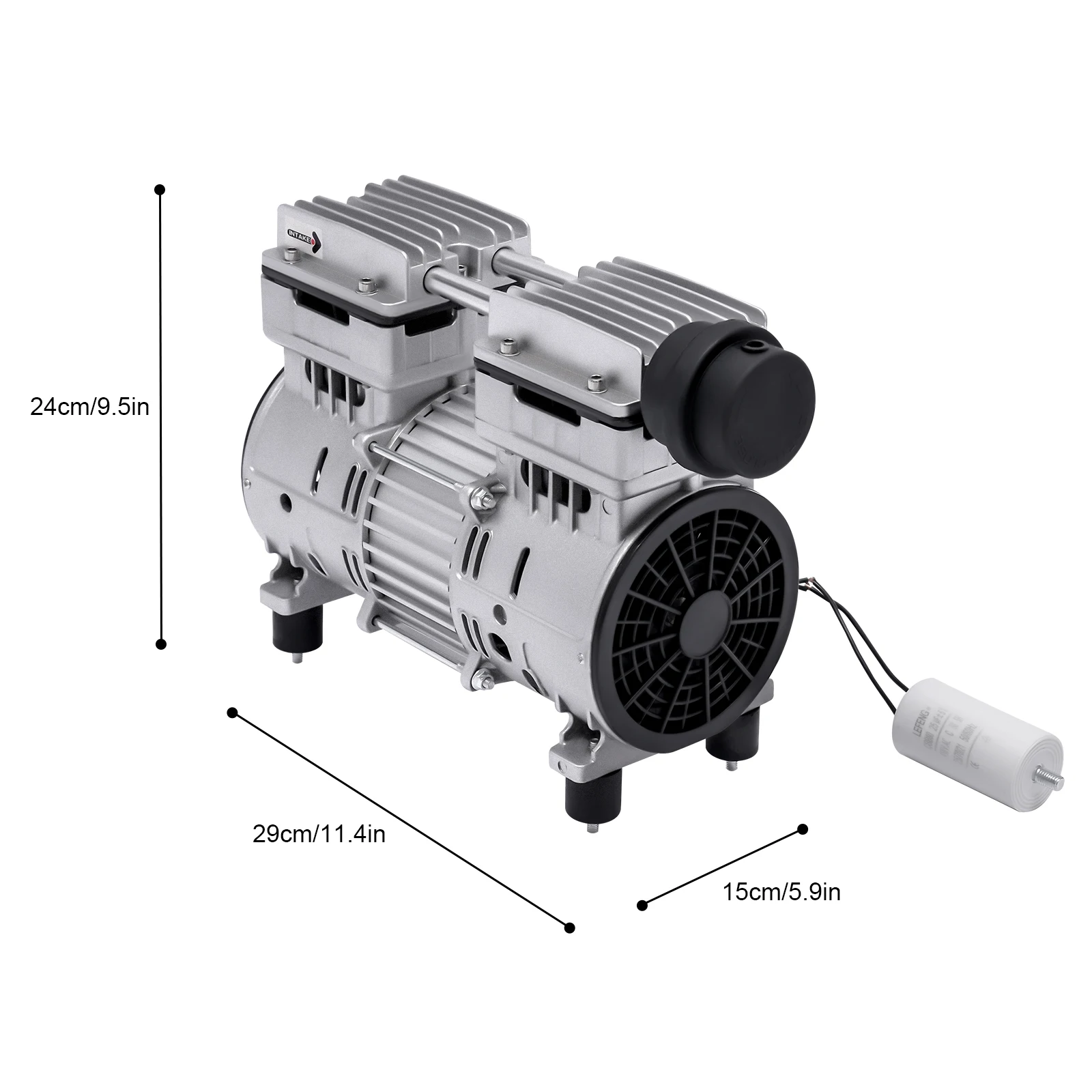 750W Aluminum Alloy Oil-Free Vacuum Pump 65-70L/min Air Flow Speed B Insulation Class for Mechanical Equipment