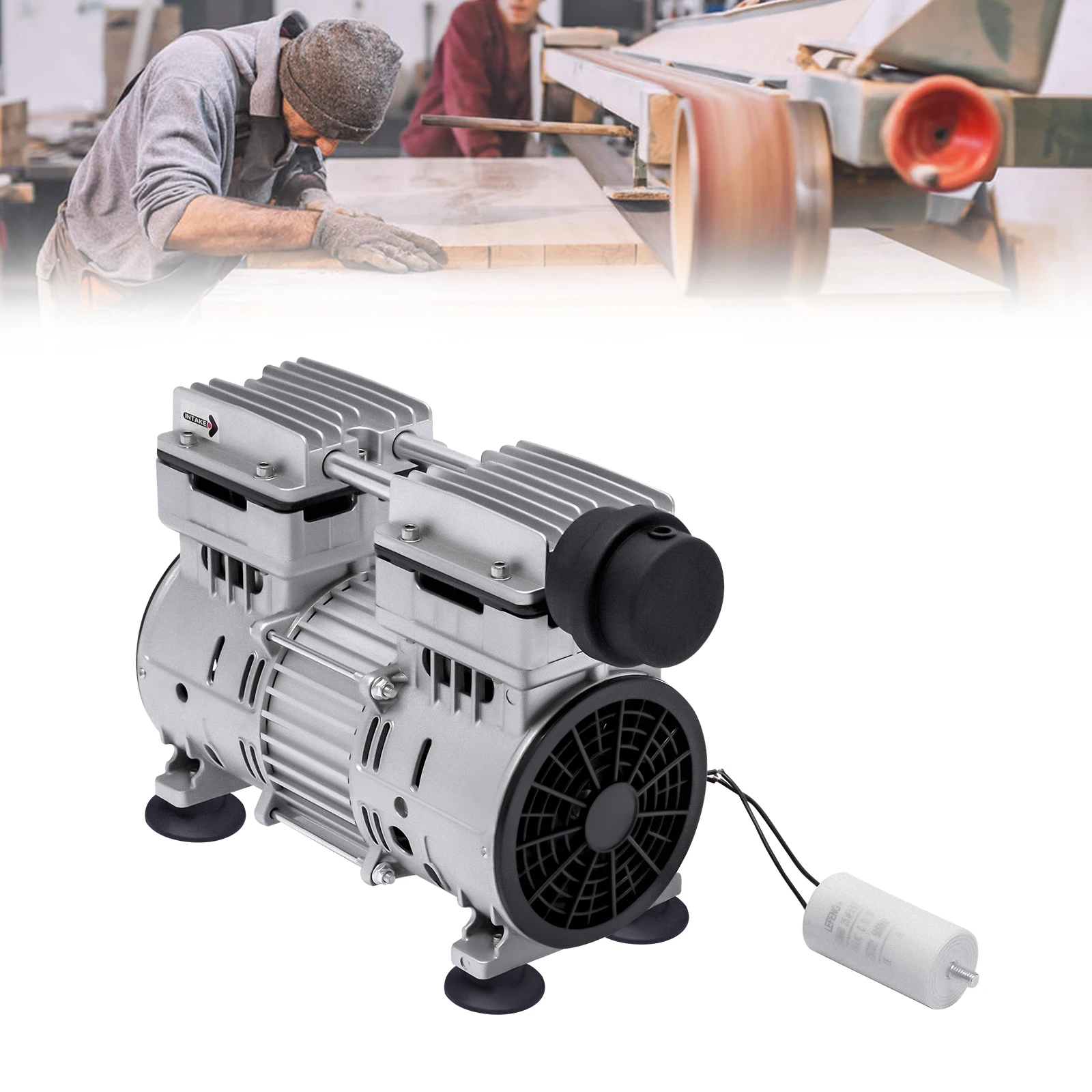 750W Aluminum Alloy Oil-Free Vacuum Pump 65-70L/min Air Flow Speed B Insulation Class for Mechanical Equipment