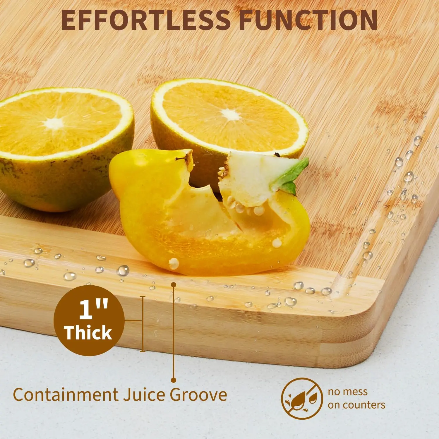 28x40cm Charcuterie Bamboo Cutting Boards with Juice Groove and Handles Wood Cutting Board for Kitchen Meat Turkey Veggies
