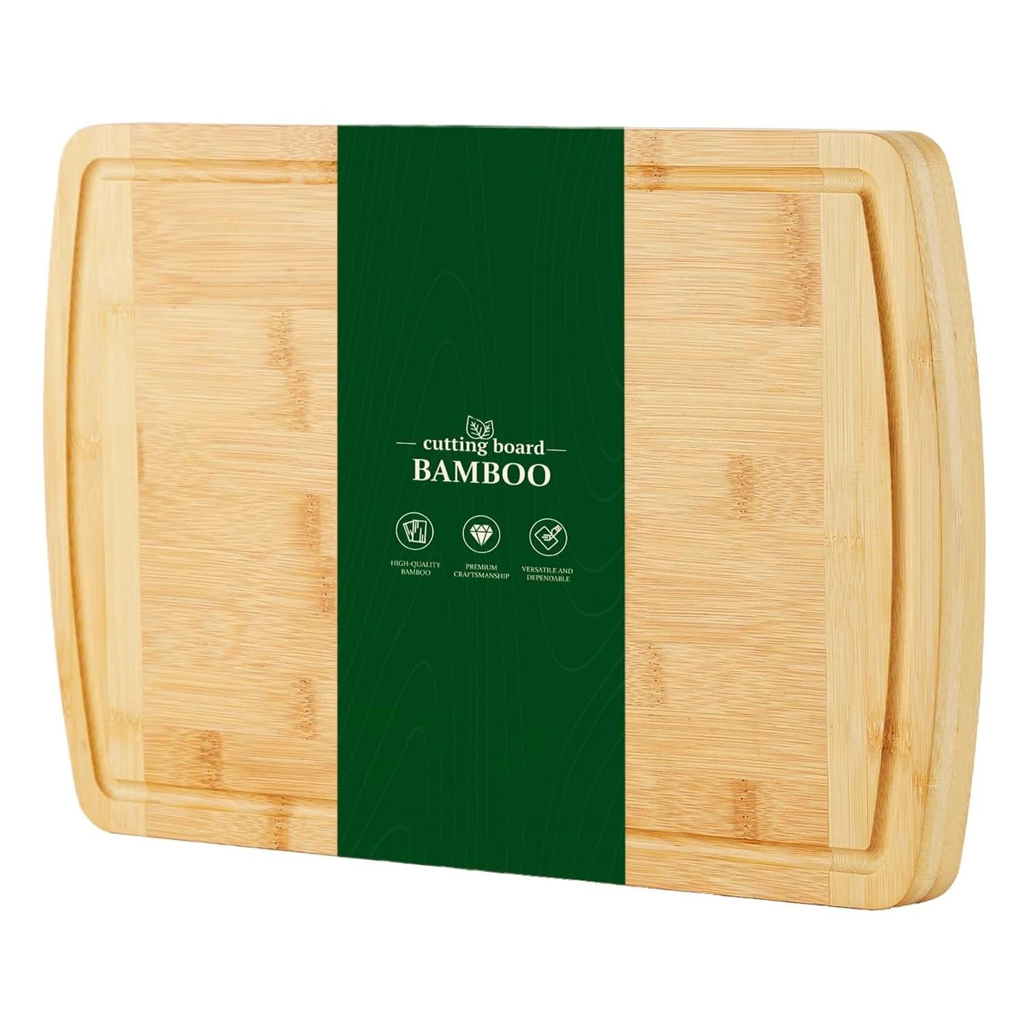 28x40cm Charcuterie Bamboo Cutting Boards with Juice Groove and Handles Wood Cutting Board for Kitchen Meat Turkey Veggies