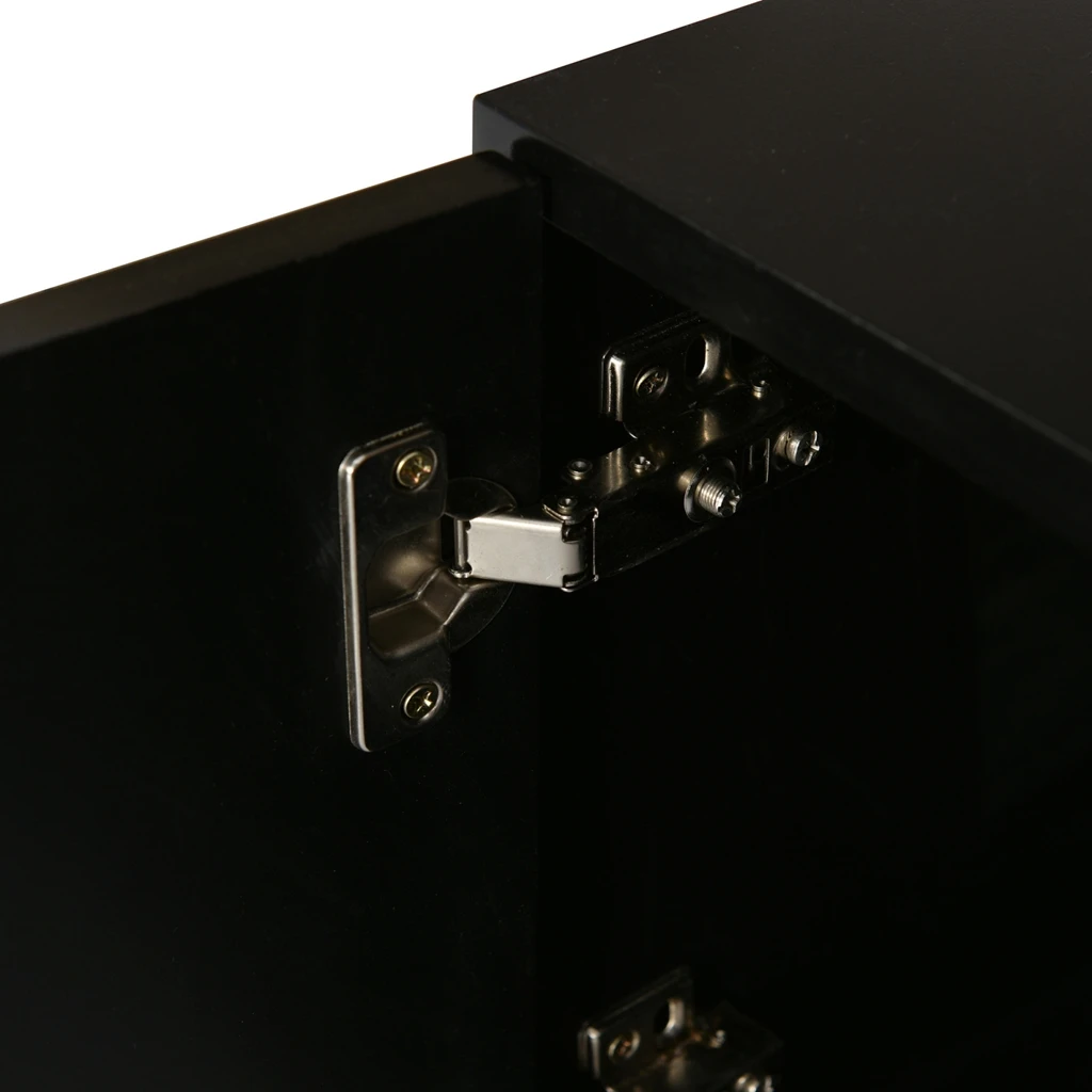 TV furniture for living room with 3 doors, stockings TV furniture with LED and 2 glasses, black high gloss, 200x42x39 cm