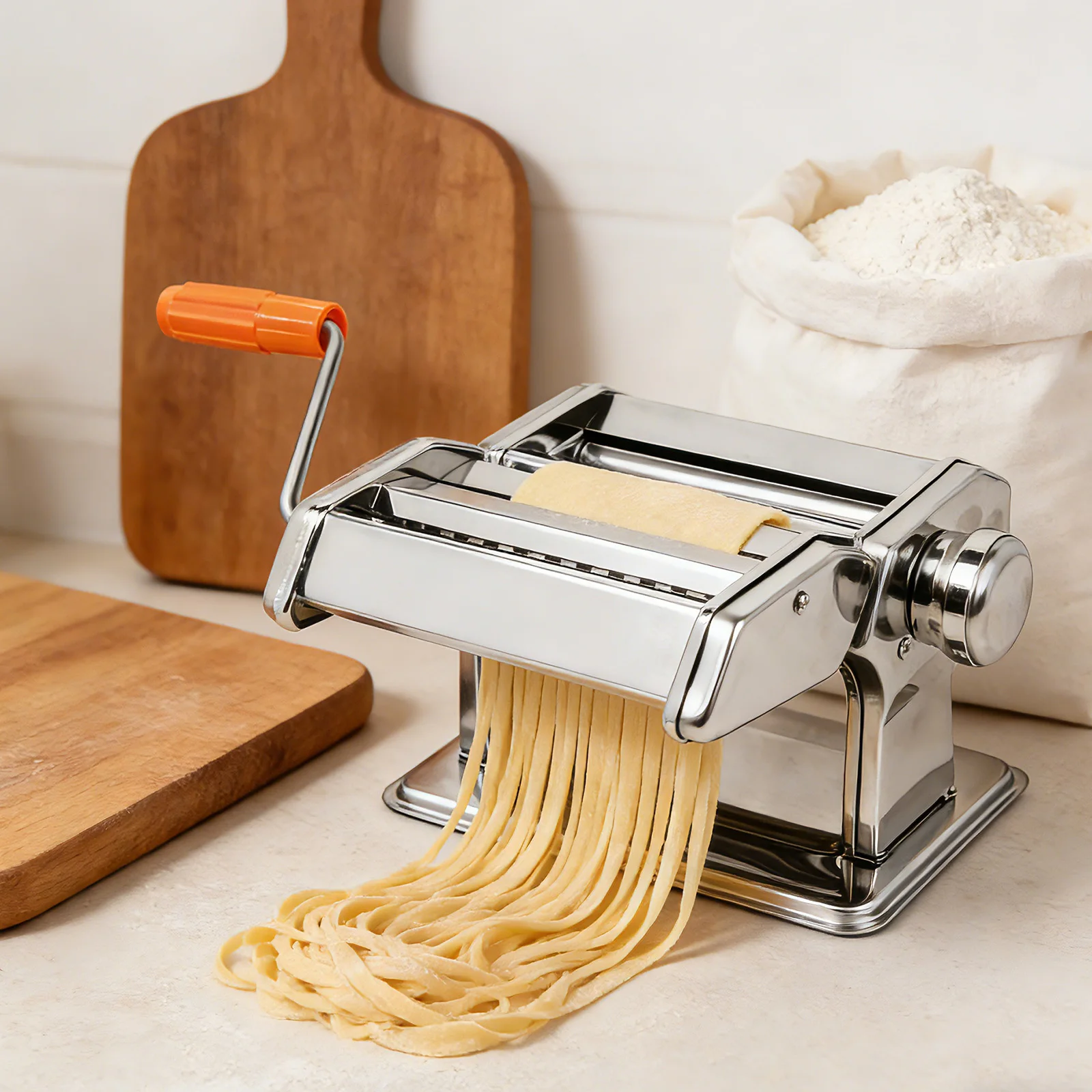 Heavy Duty Stainless Steel Pasta Maker,3-in-1 Manual Machine with 3 Cut Press Blade Settings for Spaghetti,Tagliatelle & Lasagne
