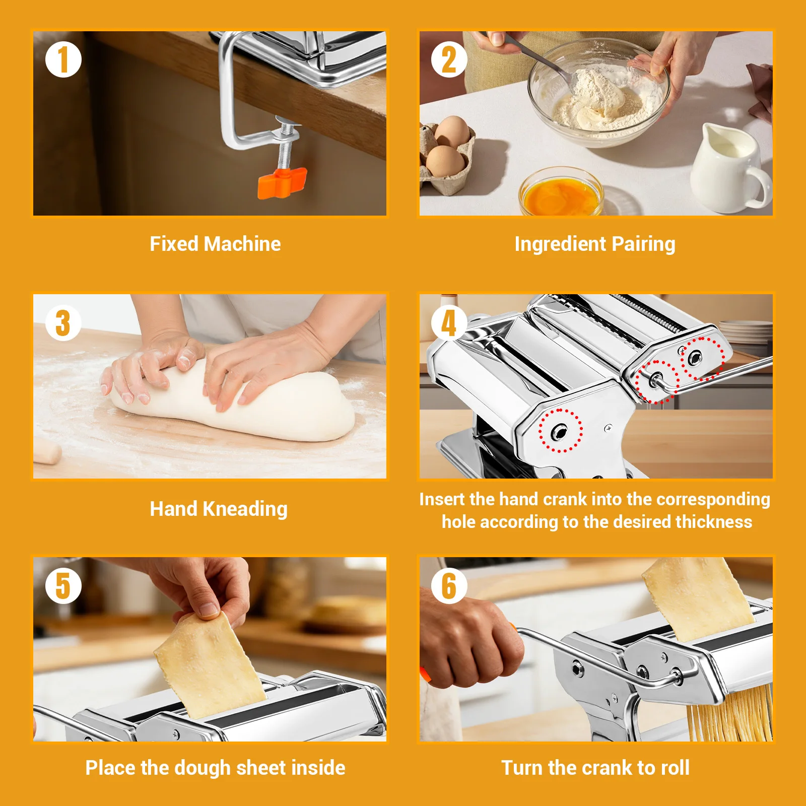 Heavy Duty Stainless Steel Pasta Maker,3-in-1 Manual Machine with 3 Cut Press Blade Settings for Spaghetti,Tagliatelle & Lasagne