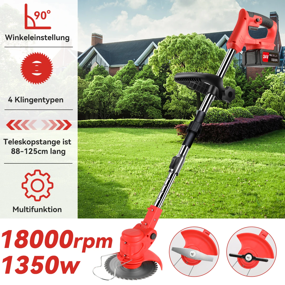 Electric Brushless Motor Cordless Cutter Household Weeder For Garden Lawn Trimming Pruning Tools