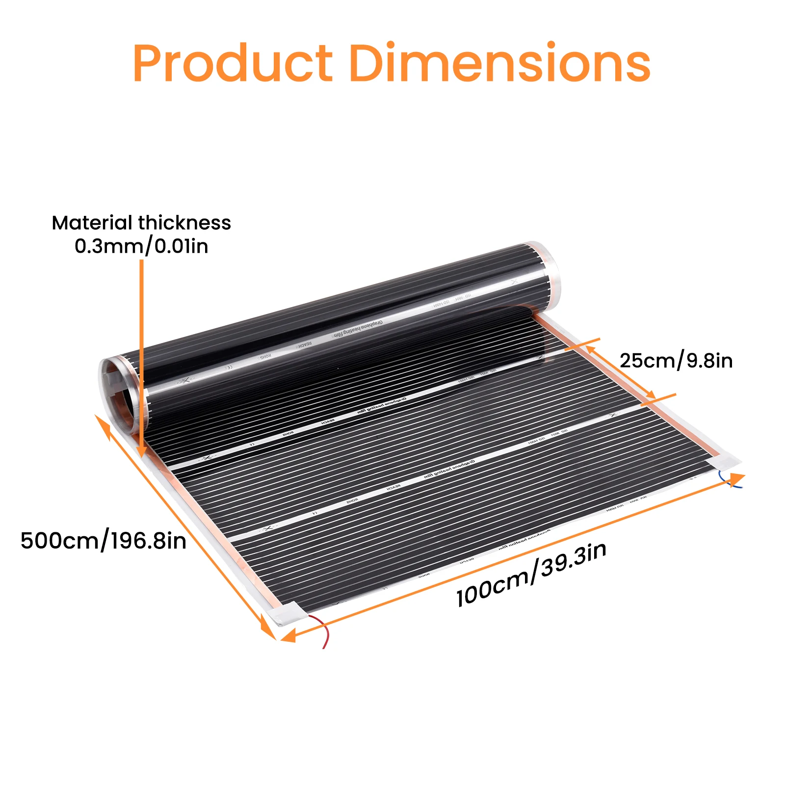 Underfloor Heating Mat 220W/m², 9.84-16.4 sqft Electric Radiant Floor Heating Film with Thermostat Below Laminate Wood