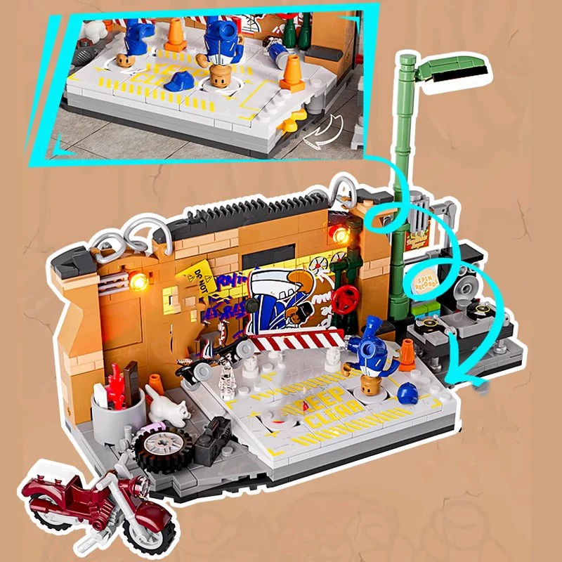 Underground Dance Battle 5 Figures Modular Buildings Blocks City View Architecture Brick Model Kit Toy Adults Kid Gift 429PCS