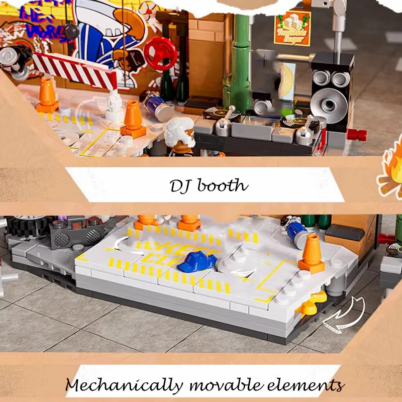 Underground Dance Battle 5 Figures Modular Buildings Blocks City View Architecture Brick Model Kit Toy Adults Kid Gift 429PCS