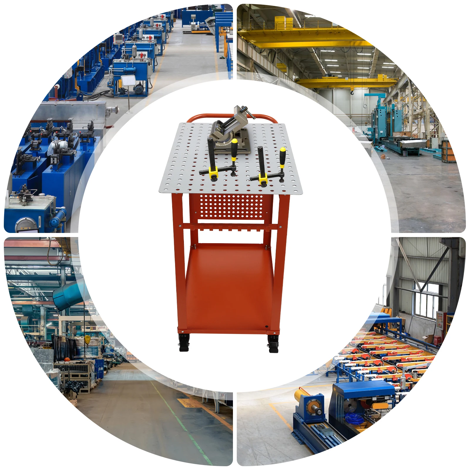36" * 24" Welding Table, 2 Tiers Welding Workbench Table, 800Lbs Load Capacity, Movable Steel Work Bench with 4 Wheels