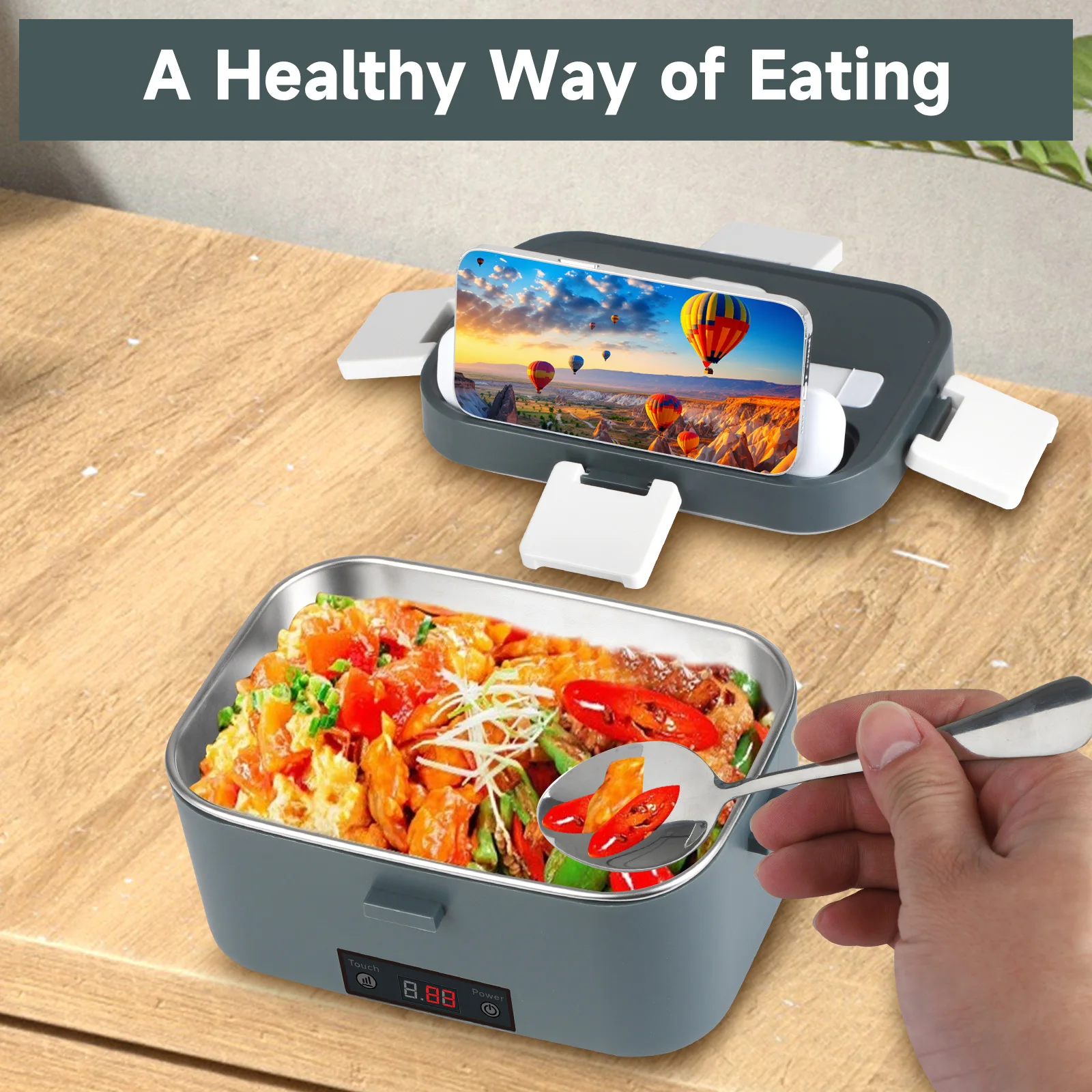2.5L 60W Electric Lunch Box Heater, Portable Leak-Proof Food Warmer for Office Car Truck Travel Home, Microwave Safe Bento Box