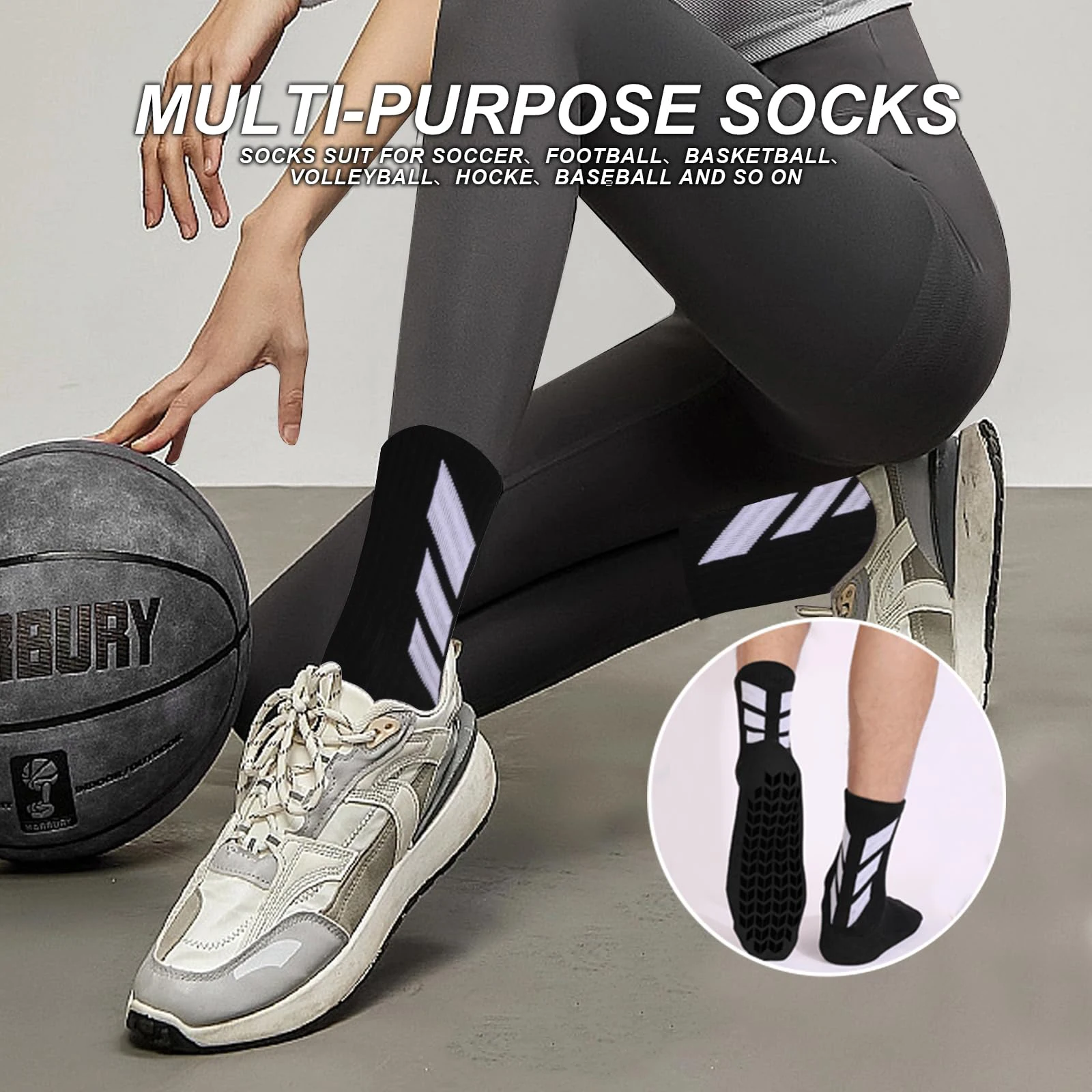 1 pair of socks football socks men's anti slip hospital yoga anti slip training sports socks