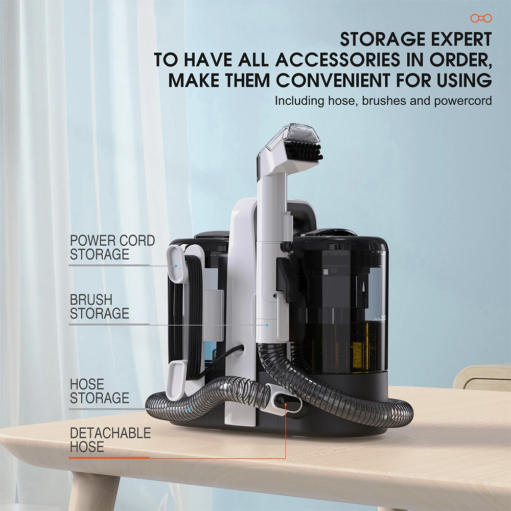 High Power Handheld Carpet Cleaner 15Kpa Portable Spot Cleaner for Car Sofa Pet Hair Spray Suction Upholstery Clean Machine