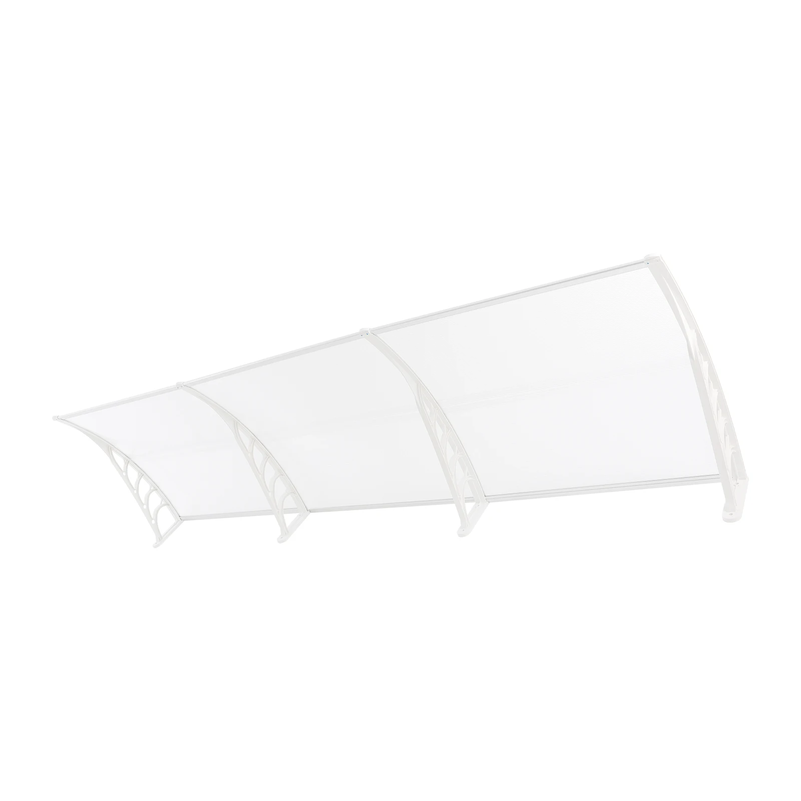 Front Door Arched Canopy Outdoor Shelter Aluminum PP+PC Clear White Wall Mounted -30~200°C Temperature Resistant for Entrance Ba