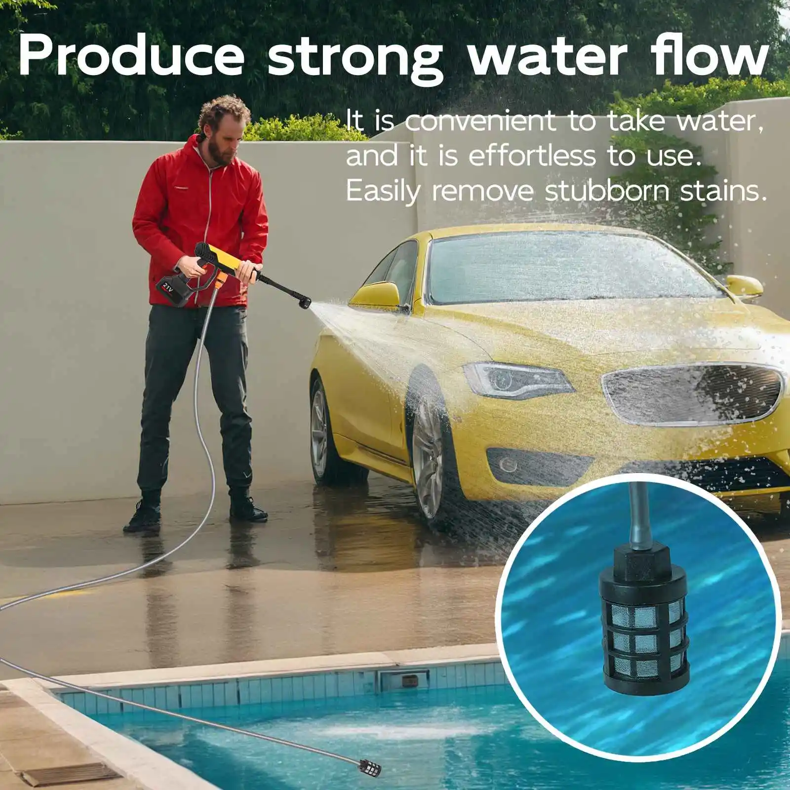 3500W 200Bar High Pressure Washer for Makita 18V, Brushed Electric Car Wash Gun with Garden Irrigation Tool