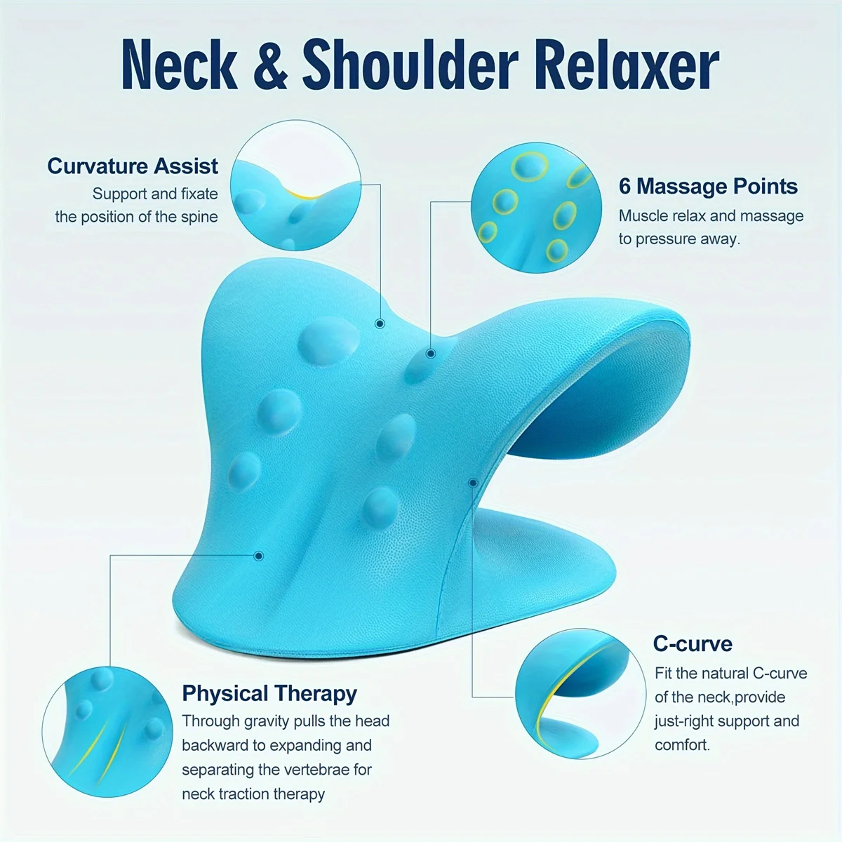 C-Shaped Pillow Neck and Shoulder Relaxer, Cervical Traction Device for TMJ Pain Relief and Cervical Spine Alignment, Chiropract