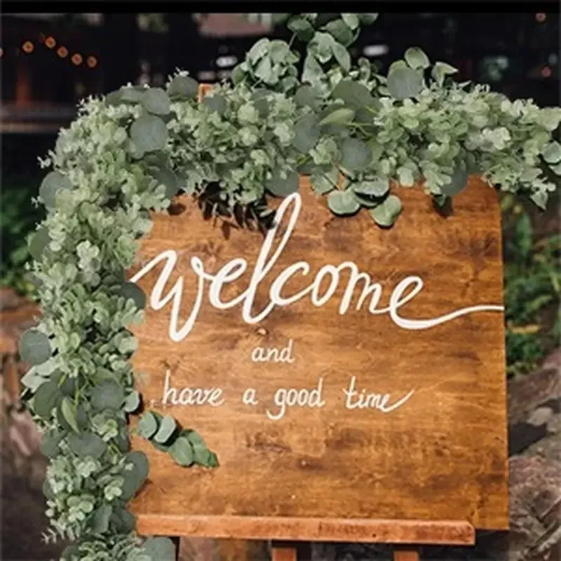 1pc Artificial Eucalyptus Leaves Greenery Garland Faux Plant Spring Vines with White Flowers Berries for Wedding Home Party Deco