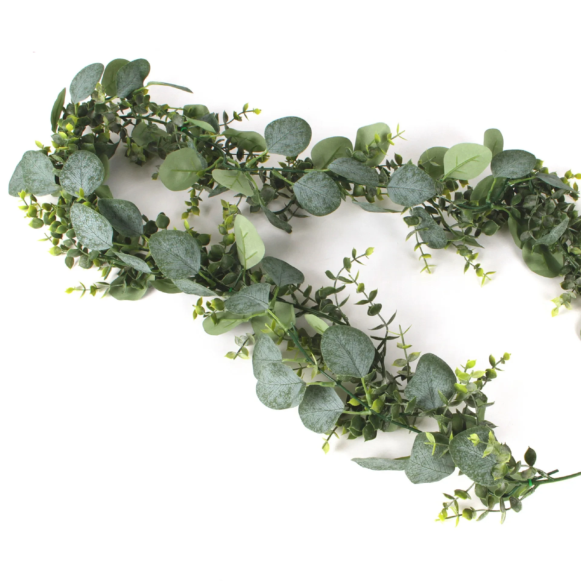1pc Artificial Eucalyptus Leaves Greenery Garland Faux Plant Spring Vines with White Flowers Berries for Wedding Home Party Deco