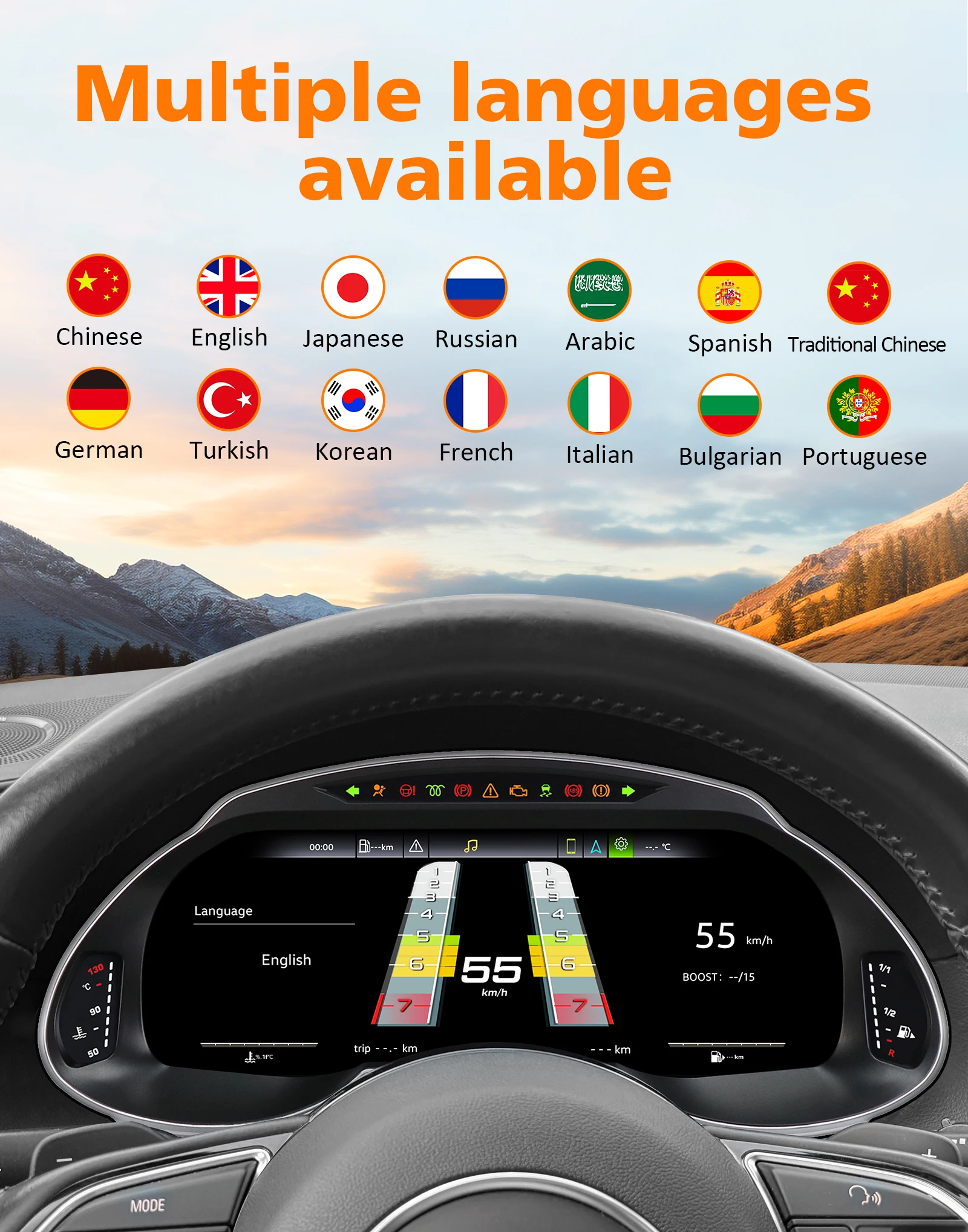 Hizpo 12.3'' Linux 5.4 Car Digital Dashboard For Audi Q5 2009-2018 LCD Panel Speedometer Instrument Cluster Carplay Auto