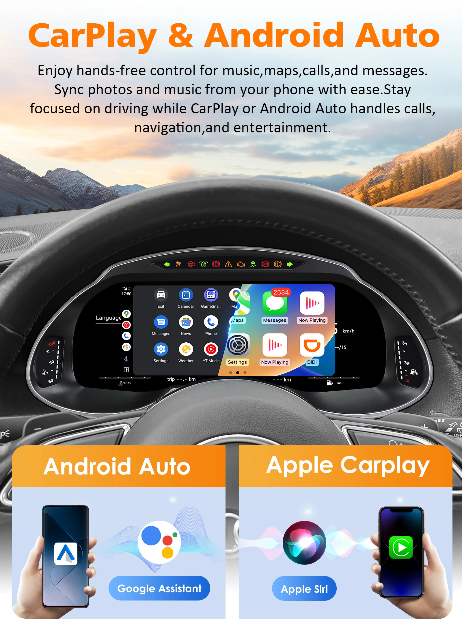 Hizpo 12.3'' Linux 5.4 Car Digital Dashboard For Audi Q5 2009-2018 LCD Panel Speedometer Instrument Cluster Carplay Auto