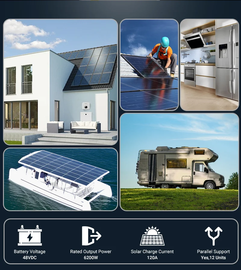 ANENJI 6.2KW Off-Grid Solar Inverter 12 Units Wifi Parallel Pure Sine Wave MPPT 120A & WiFi 500V PV Input for PV Solar Panel