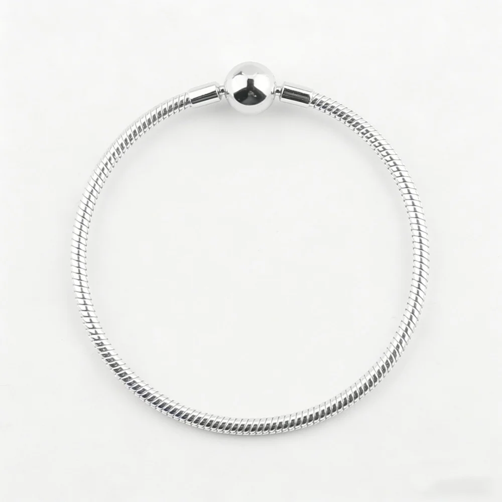 Original Fmrose 925 Sterling Silver Bracelets Round Bead Clasp Pave CZ Bracelets For Women DIY Jewelry Party Gifts 17-20CM