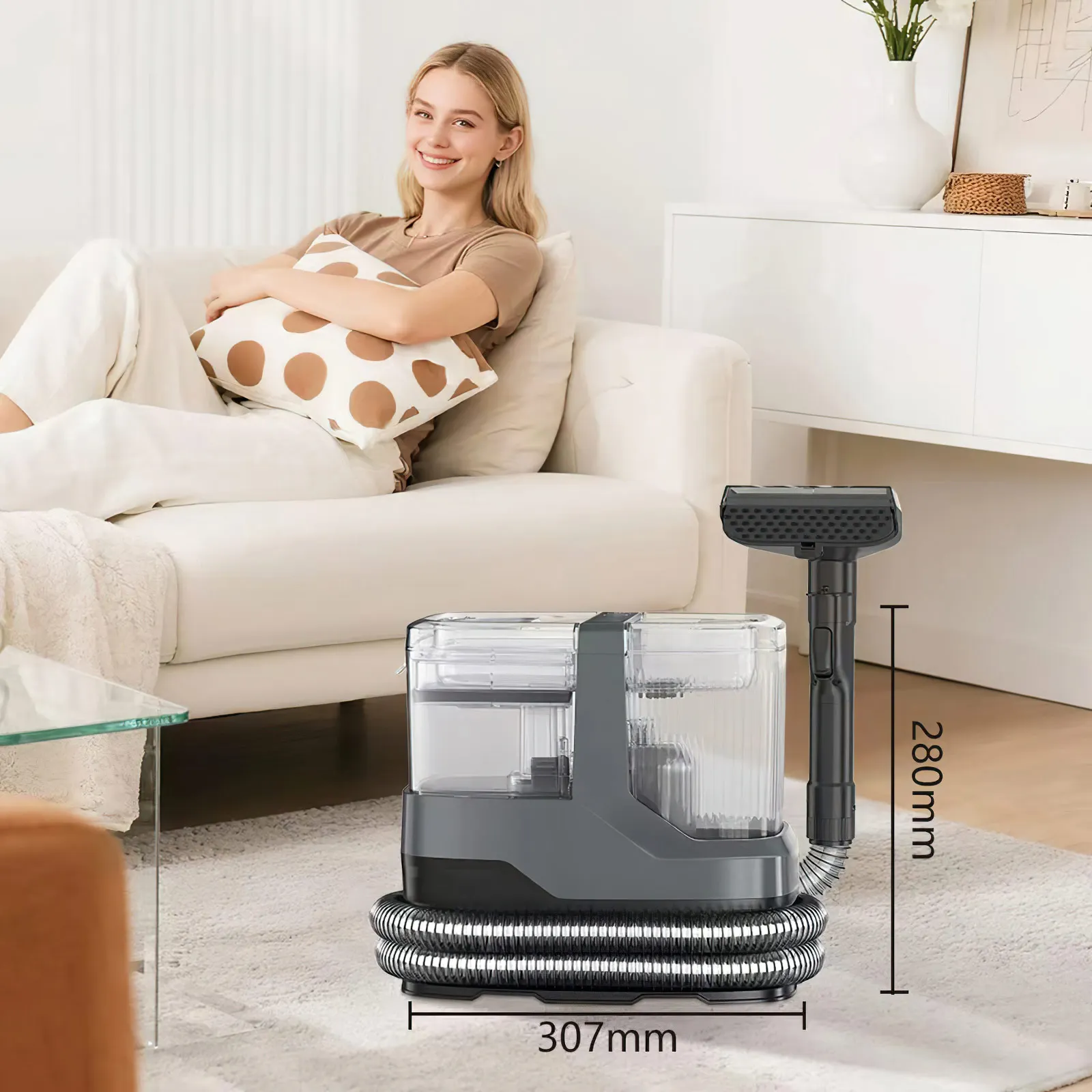 Steam Cleaner for Sofas, 1200W 17KPa Fabric Sofa Cleaner, Carpet Cleaner with Removable Tanks, for Sofa, Carpets, Fabric, Car