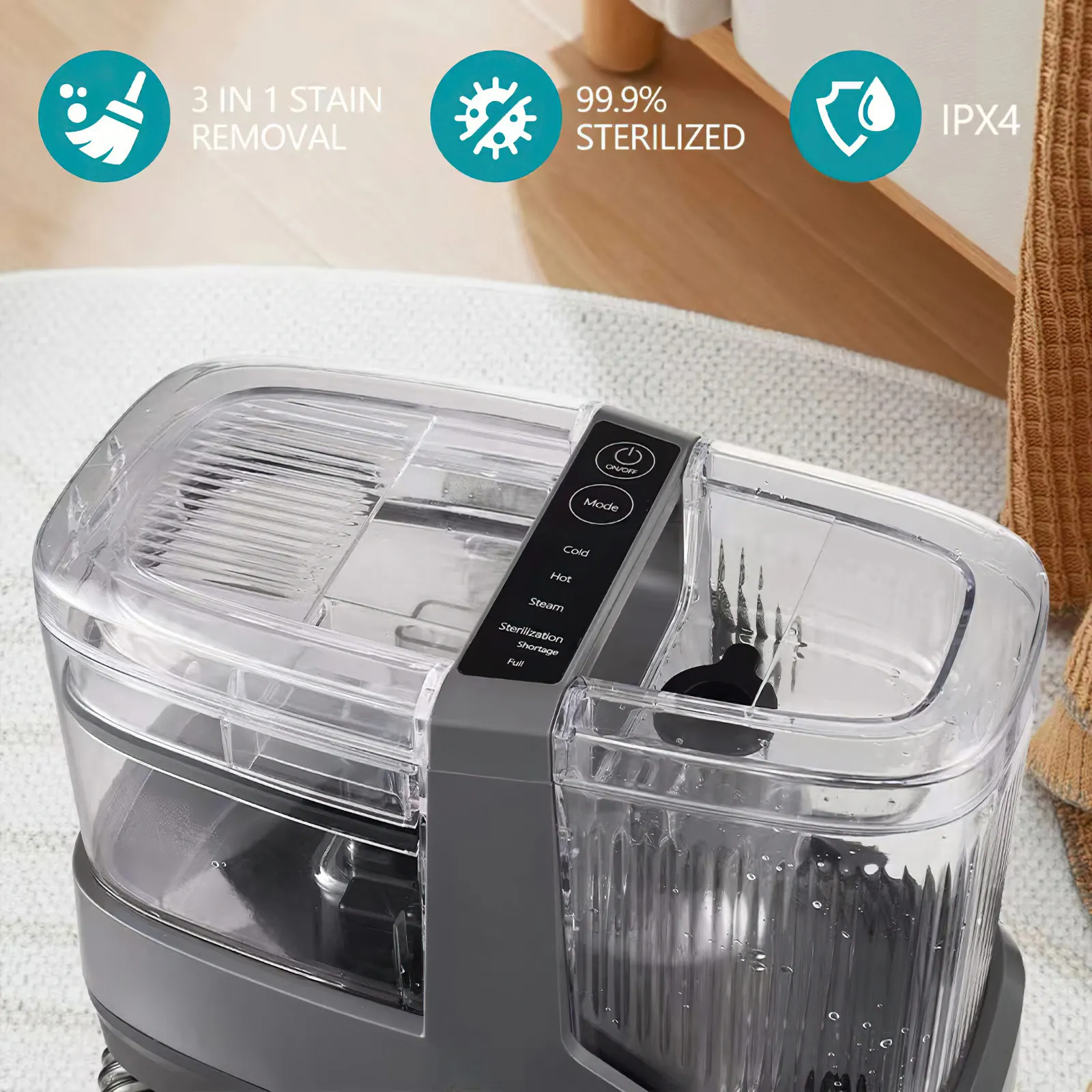 Steam Cleaner for Sofas, 1200W 17KPa Fabric Sofa Cleaner, Carpet Cleaner with Removable Tanks, for Sofa, Carpets, Fabric, Car