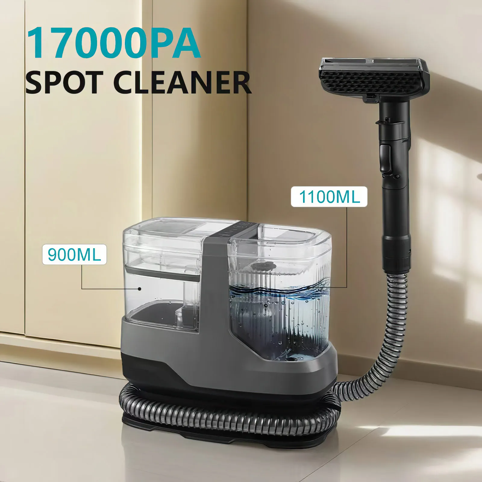 Steam Cleaner for Sofas, 1200W 17KPa Fabric Sofa Cleaner, Carpet Cleaner with Removable Tanks, for Sofa, Carpets, Fabric, Car