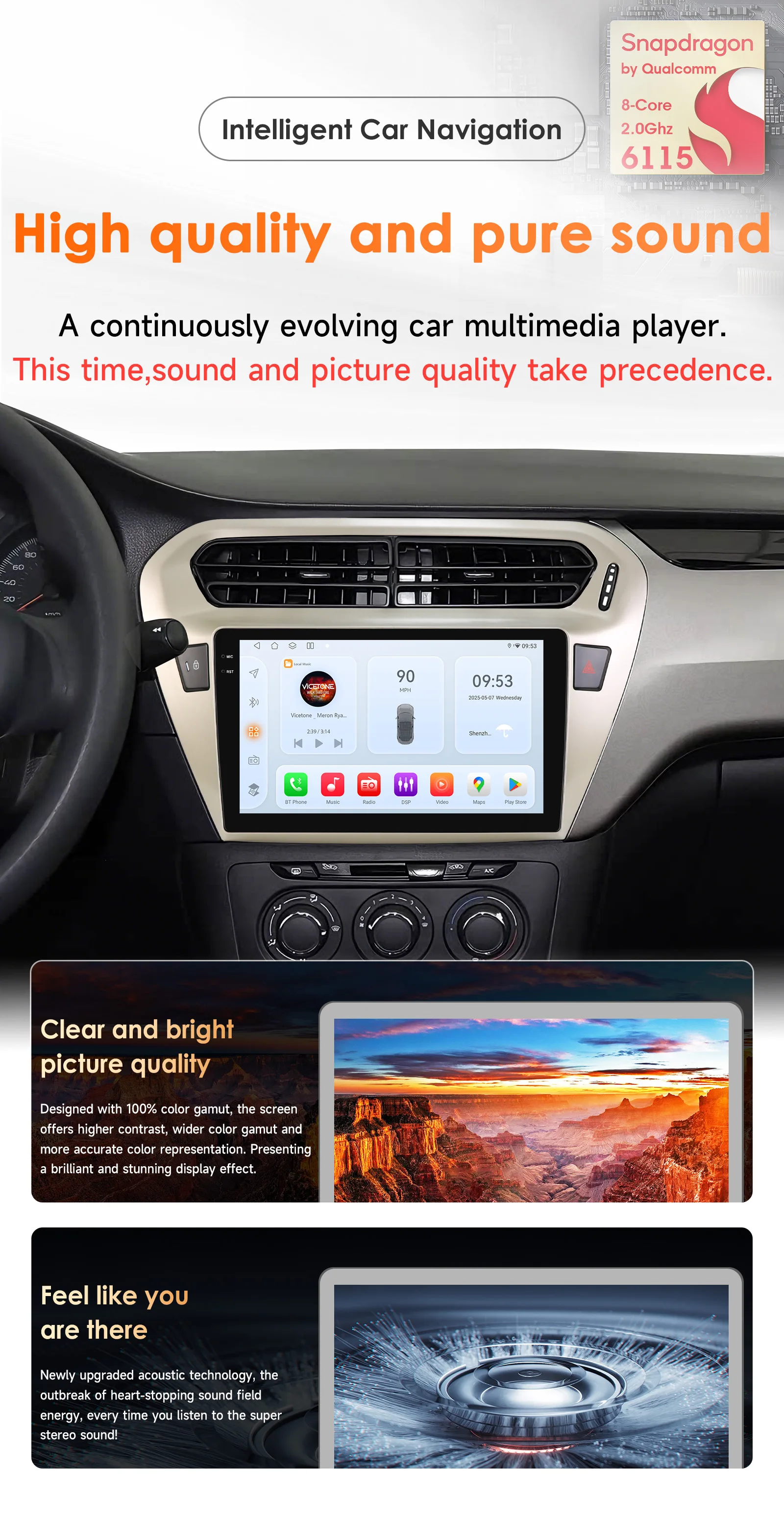 Hizpo 8g 128g 2Din Android 14 Car Radio for Peugeot 301/Citroen C-Elysee Elysee 2013-2018 Ai Car Multimedia Gps 4g Carplay 6115