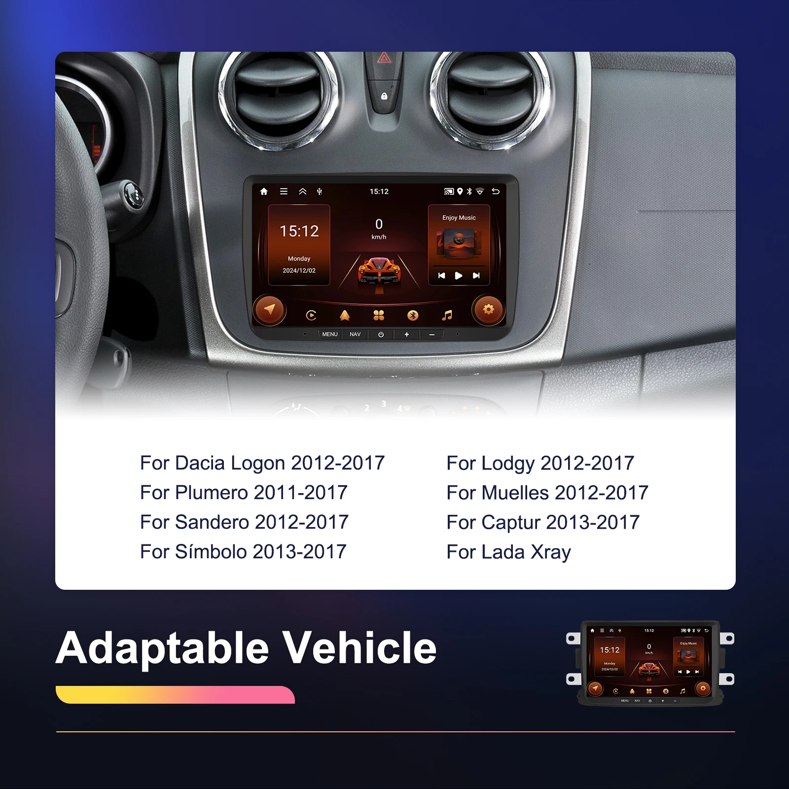 Podofo 8" Carplay Android Car Radio For Renault Para Car Intelligent System 2 Din GPS Navigation RDS Multimedia Player