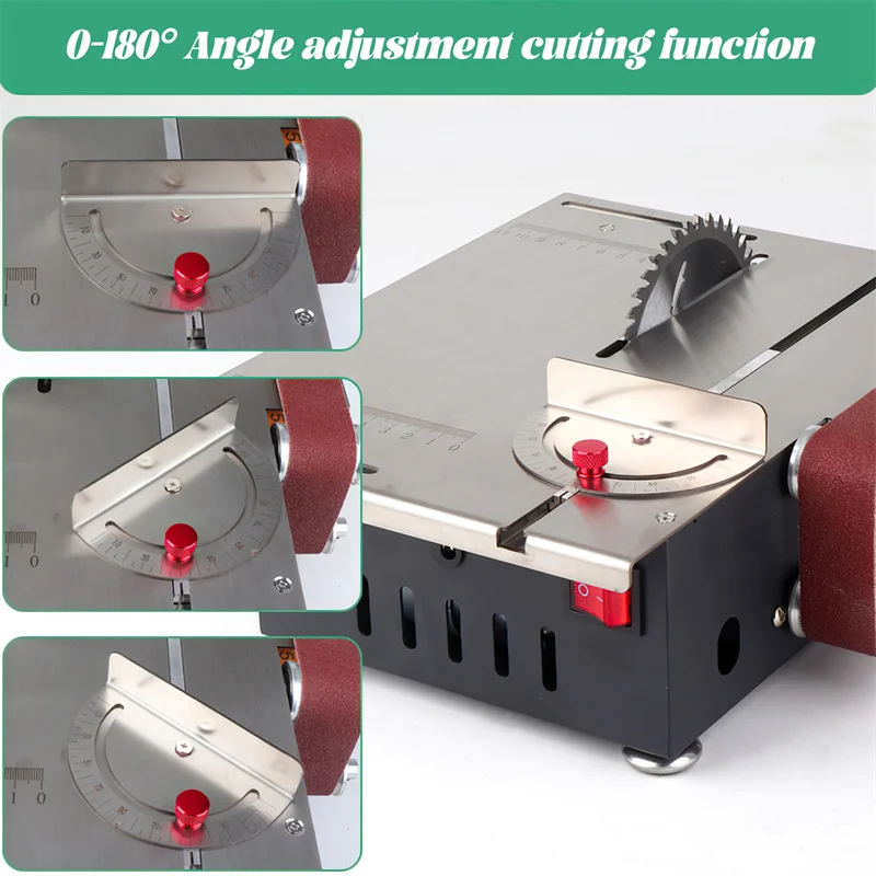 200W Mini Bench Saw and Belt Sander 7-Speed Adjustment Table Saw 30mm Cutting Depth DIY Benchtop Sanding Machine with Belts