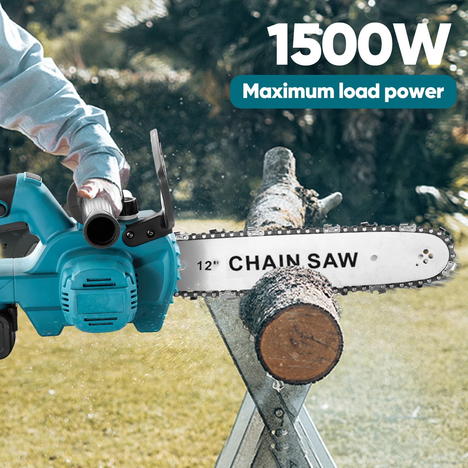 12 Inch 1500W Brushless Electric Chainsaw Cordless Wood Cutting Garden Logging Saw For Makita 21V Battery Pin
