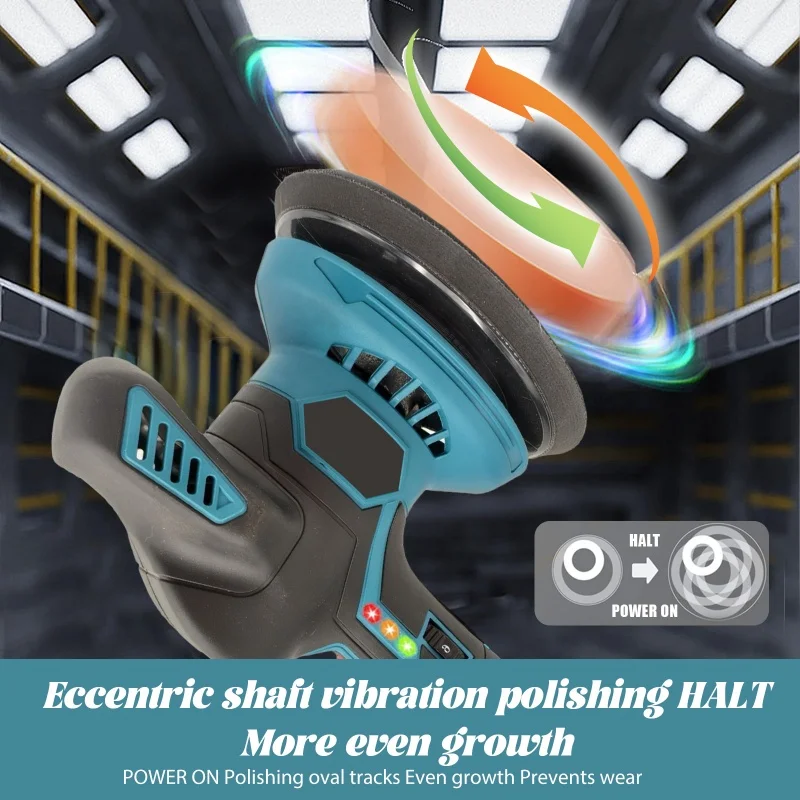 OWJHE Cordless Car Polisher 6 Gears Adjustable Auto Electric Waxing Sanding Sealing Glaze Power Tool Fit Makita 21v Battery Pin