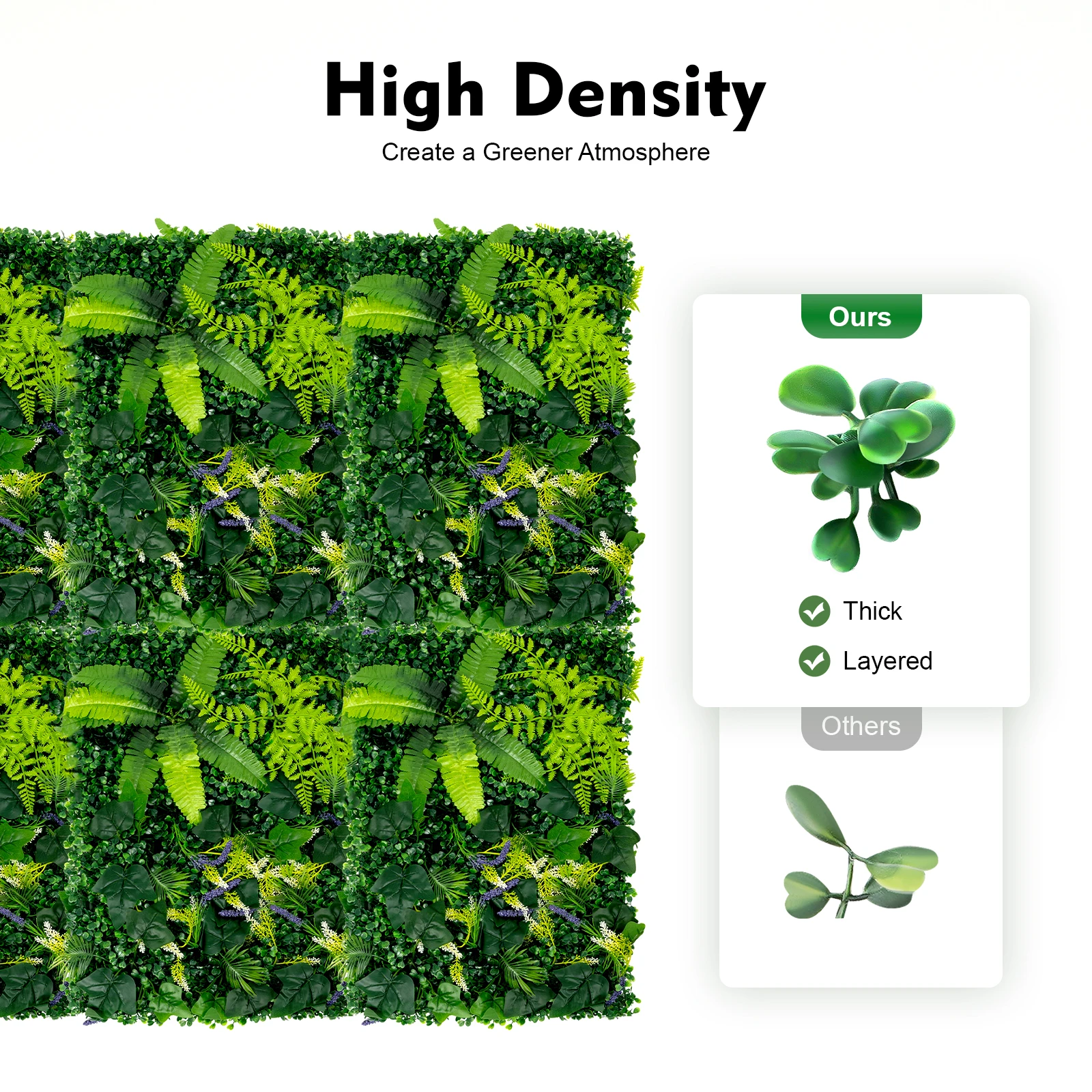 6PCS Artificial Greenery Wall Panels, Realistic Plastic Hedge Screen, Vertical Garden for Home Garden Balcony Decoration