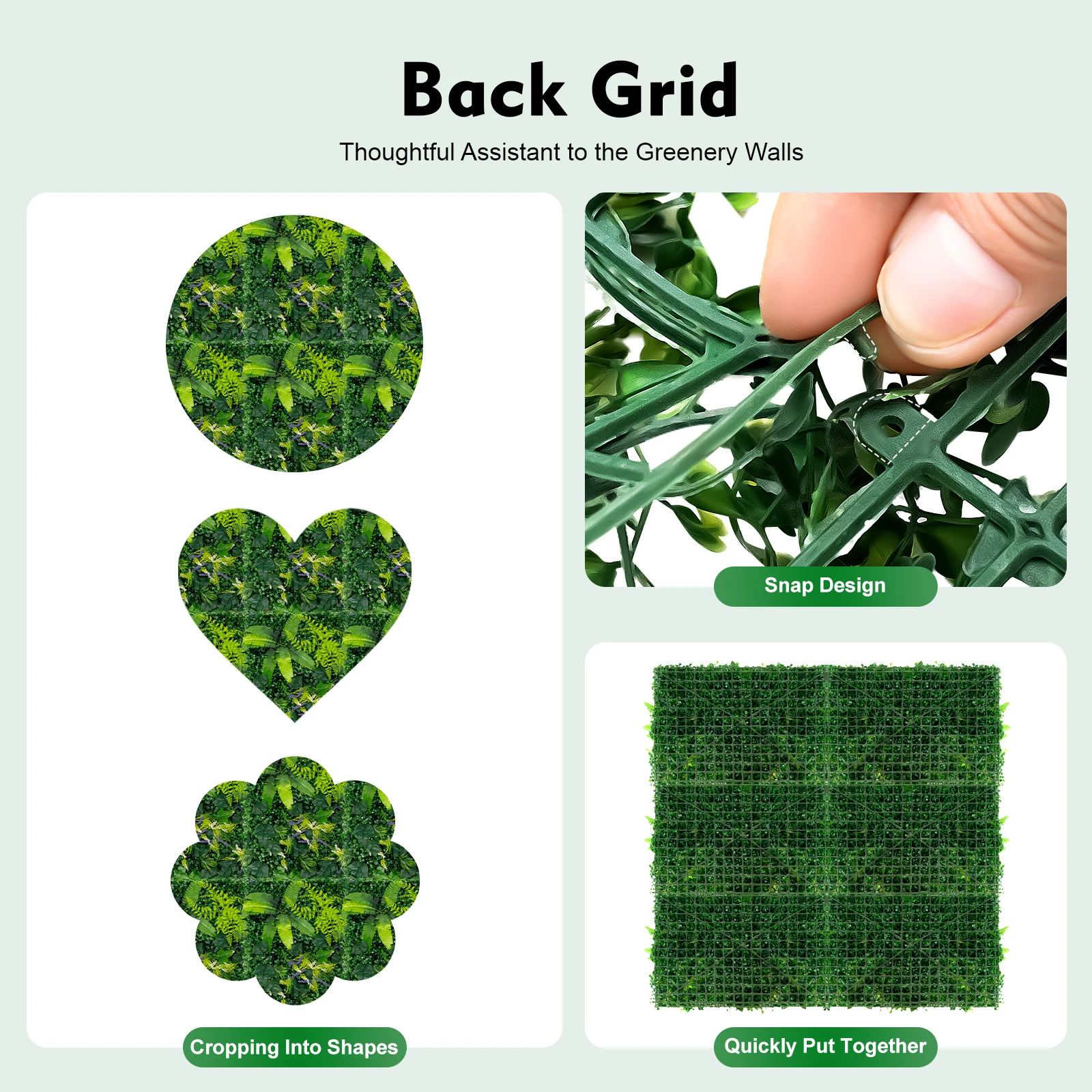 6PCS Artificial Greenery Wall Panels, Realistic Plastic Hedge Screen, Vertical Garden for Home Garden Balcony Decoration