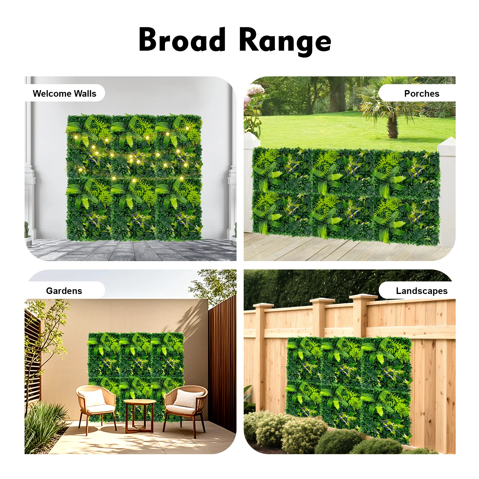 6PCS Artificial Greenery Wall Panels, Realistic Plastic Hedge Screen, Vertical Garden for Home Garden Balcony Decoration