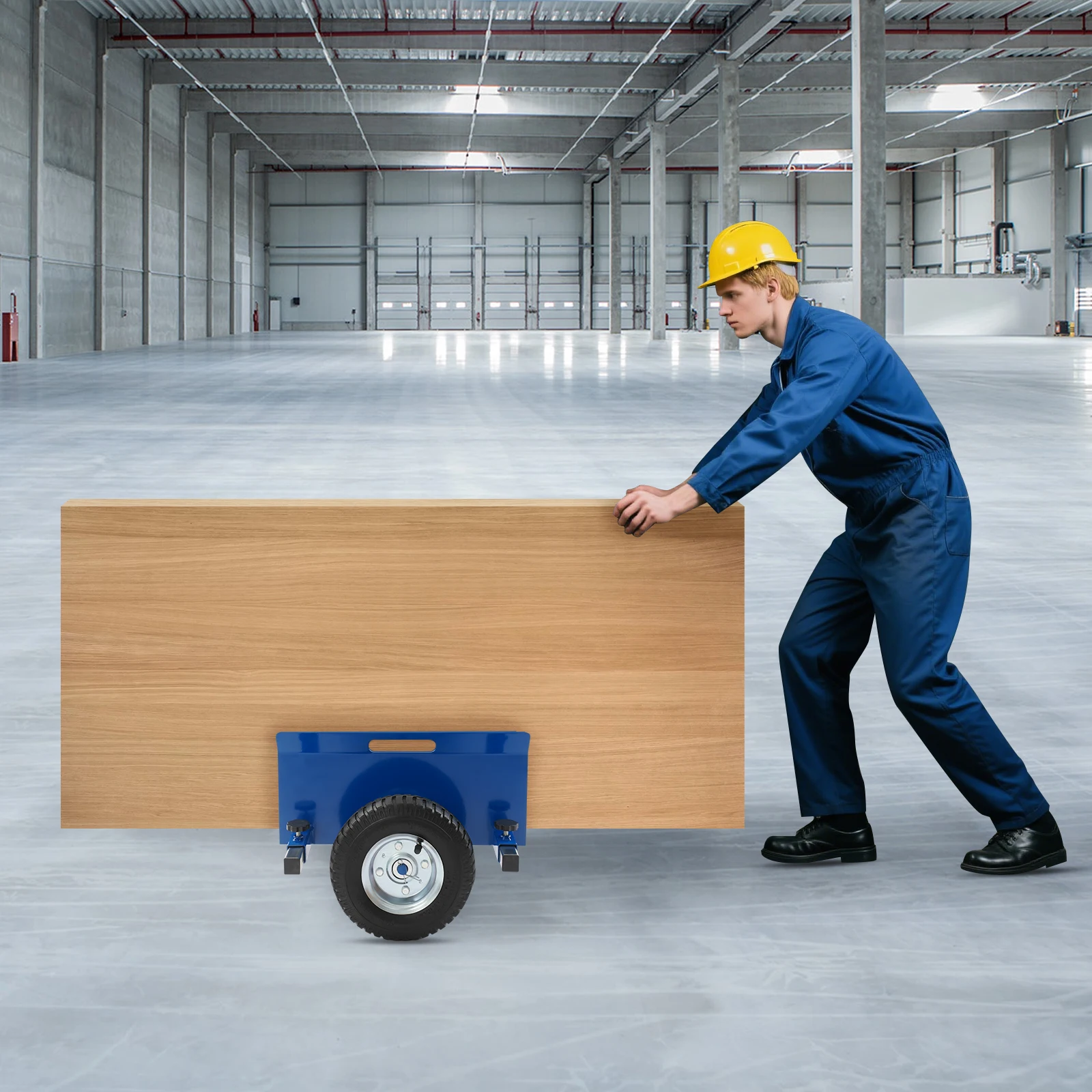 8 Inch Blue Heavy Duty Panel Dolly Cart for Drywall Wood Doors 1100LBS Capacity Adjustable Width with Solid Rubber Wheels