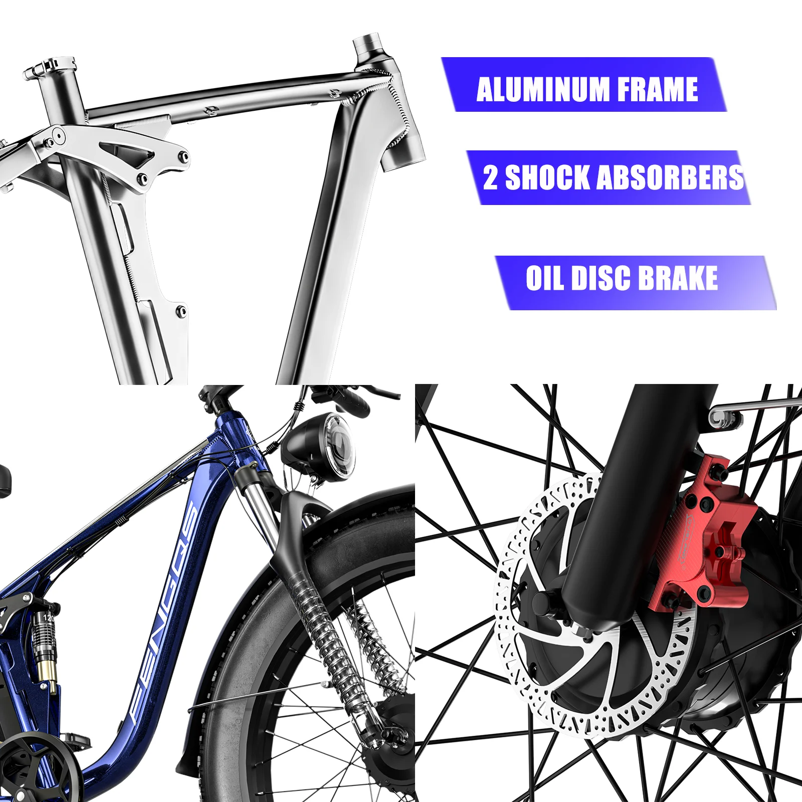 FENGQS F7PRO Adult Outdoor Mountain Ebike 1000W 52V 23Ah Electric Bike 26*4.0" Fat Tire Hydraulic Disc Brakes Electric Bicycle