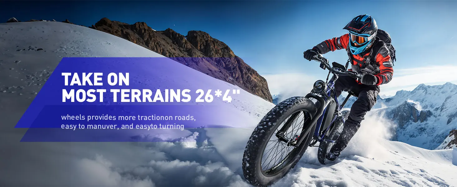 FENGQS F7PRO Adult Outdoor Mountain Ebike 1000W 52V 23Ah Electric Bike 26*4.0" Fat Tire Hydraulic Disc Brakes Electric Bicycle
