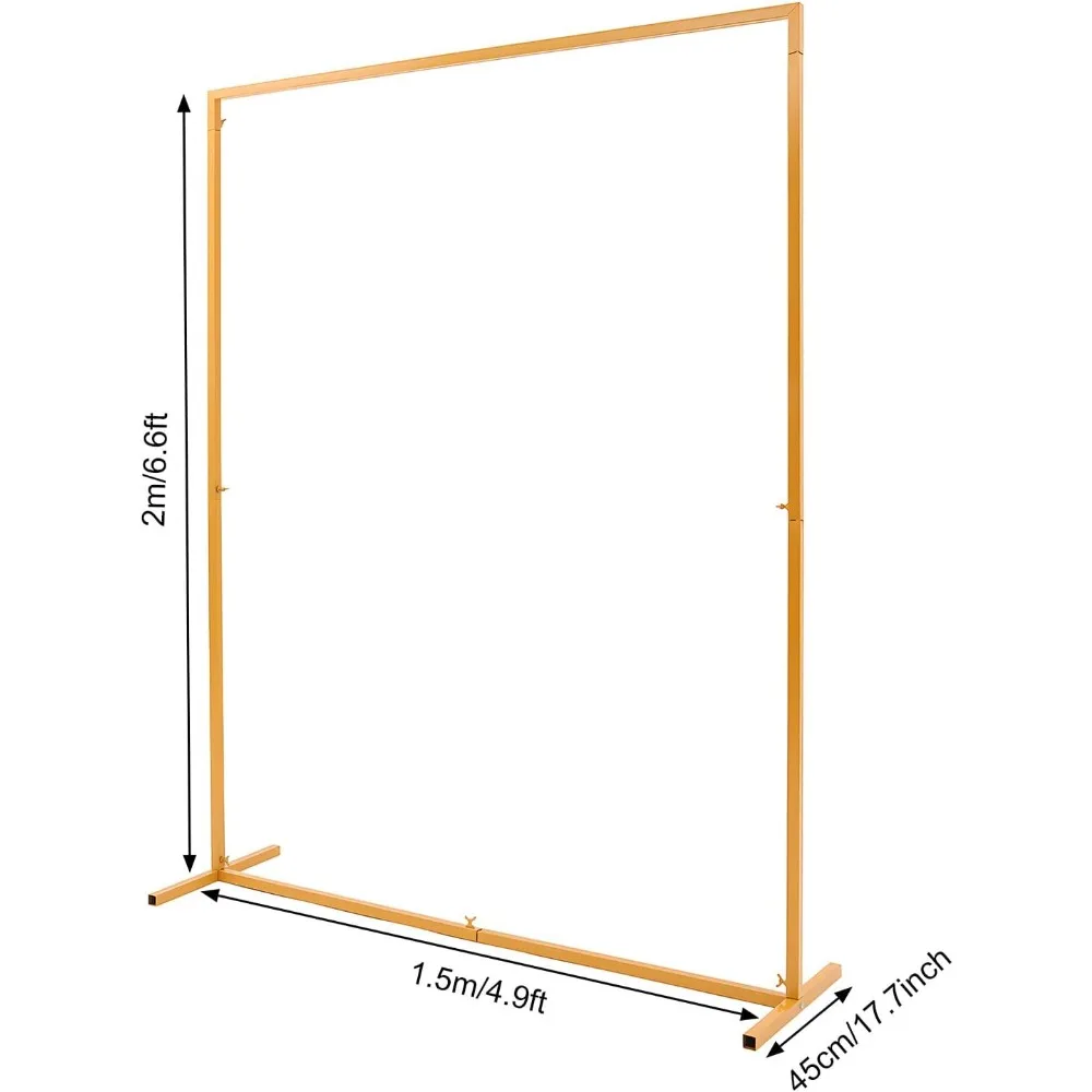 6.6x4.9FT Yellow Wedding Arch Metal Stand with Base - 25 Square Tube Iron Baking Paint, Easy Assemble Detachable for Wedding