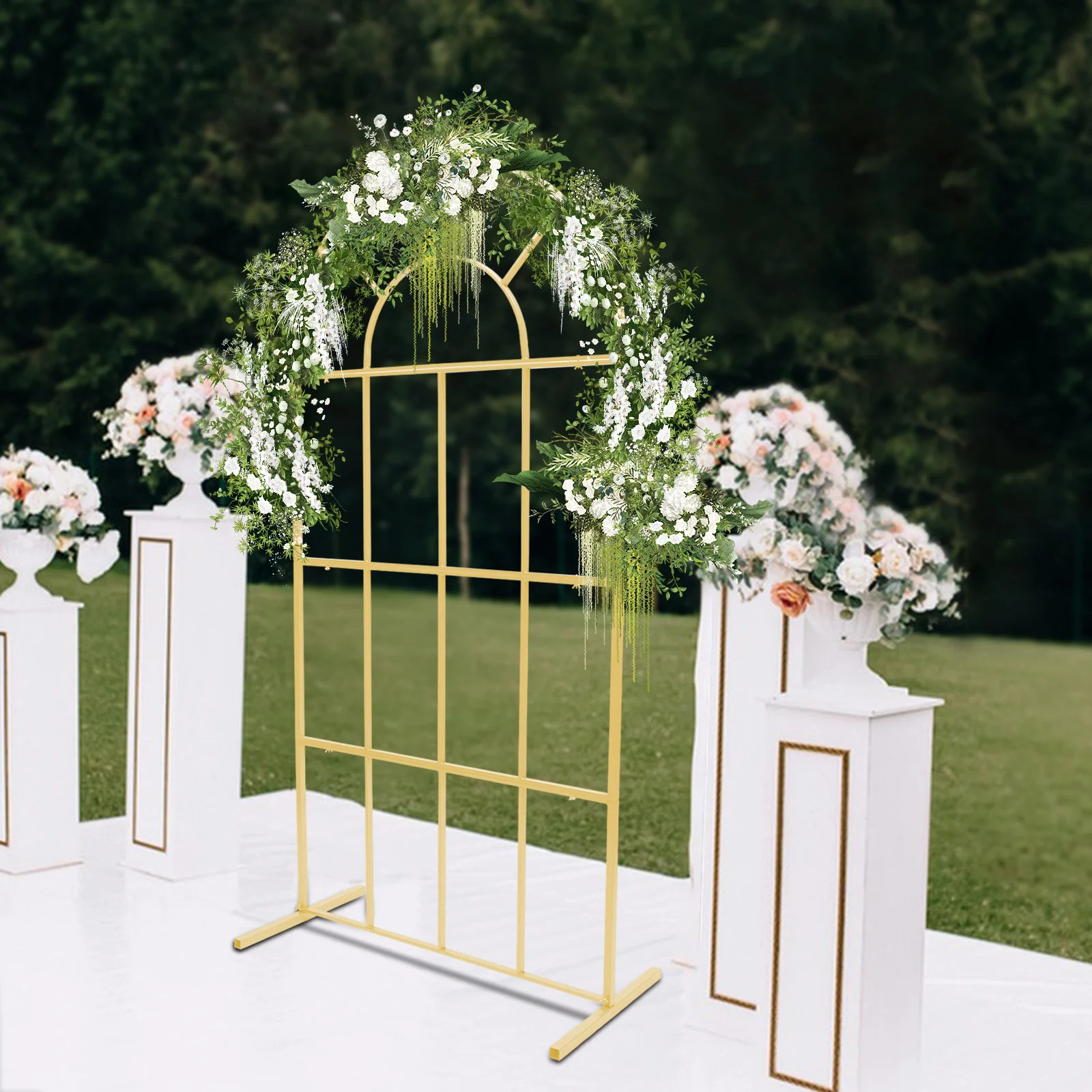 2x1m Gold Metal Wedding Arches, Wedding Arch Backdrop Stand for Ceremony Gold Balloon Arch Stand for Weddings, Birthday Parties
