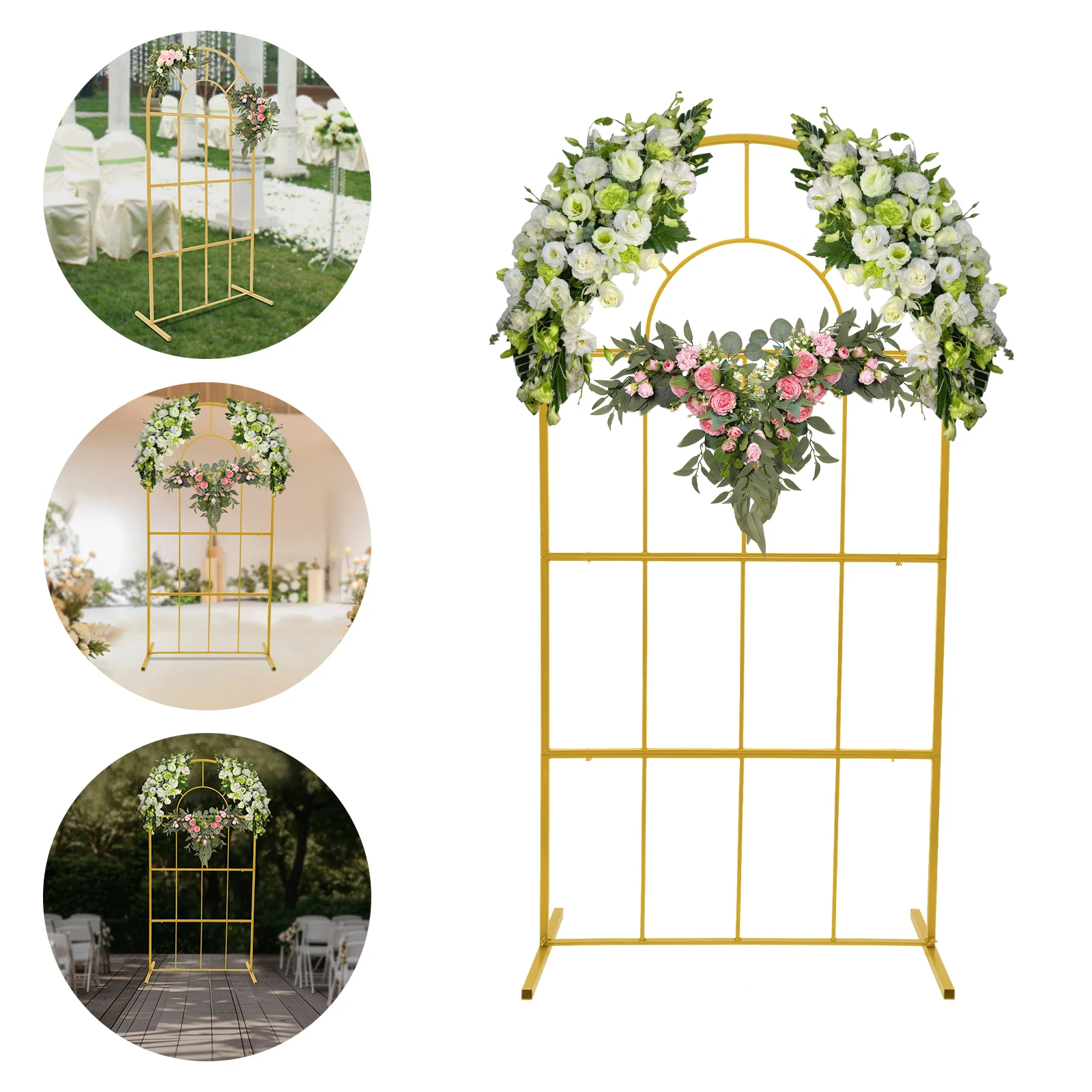 2x1m Gold Metal Wedding Arches, Wedding Arch Backdrop Stand for Ceremony Gold Balloon Arch Stand for Weddings, Birthday Parties
