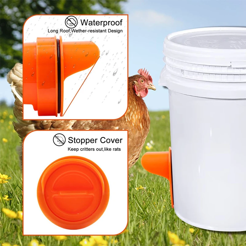 Automatic Gravity Chicken Feeder DIY Rainproof Poultry Feeder Port Reduce Spillage Food Farm Chicken Duck Food Controller Tools