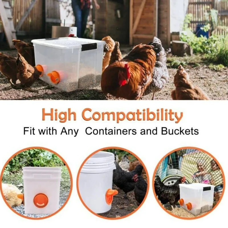 Automatic Gravity Chicken Feeder DIY Rainproof Poultry Feeder Port Reduce Spillage Food Farm Chicken Duck Food Controller Tools
